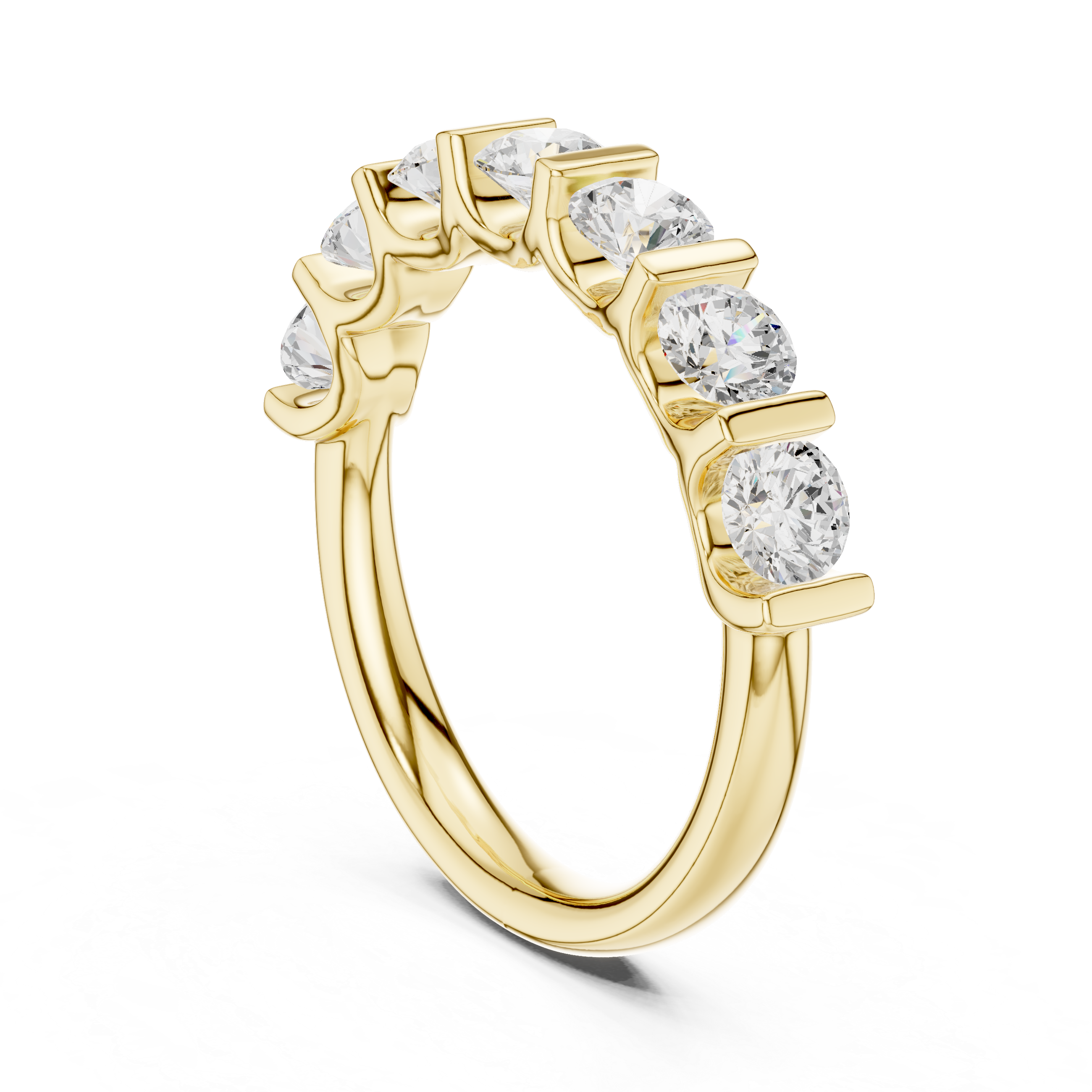 Seven Stone Round Diamond Wedding Band