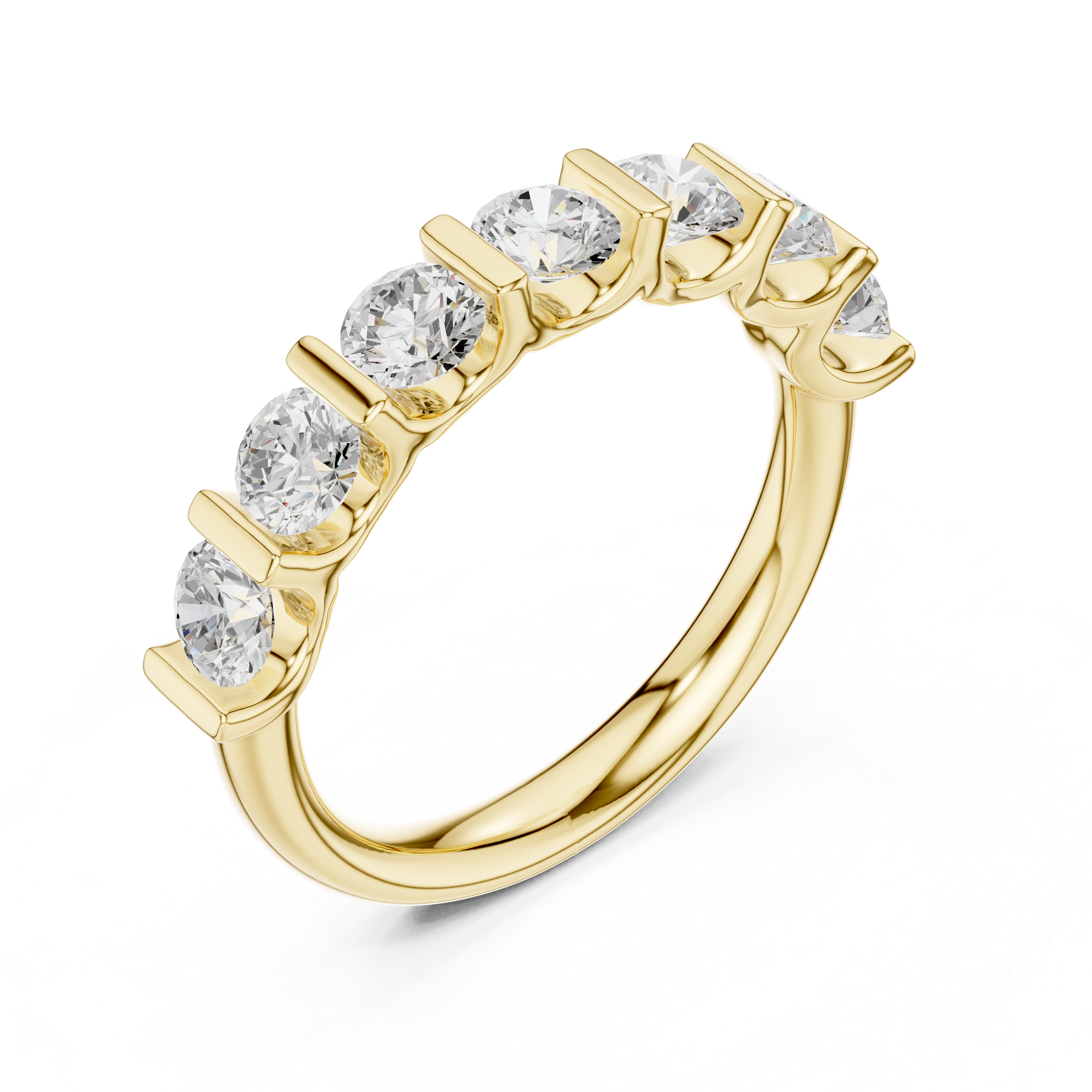 Seven Stone Round Diamond Wedding Band