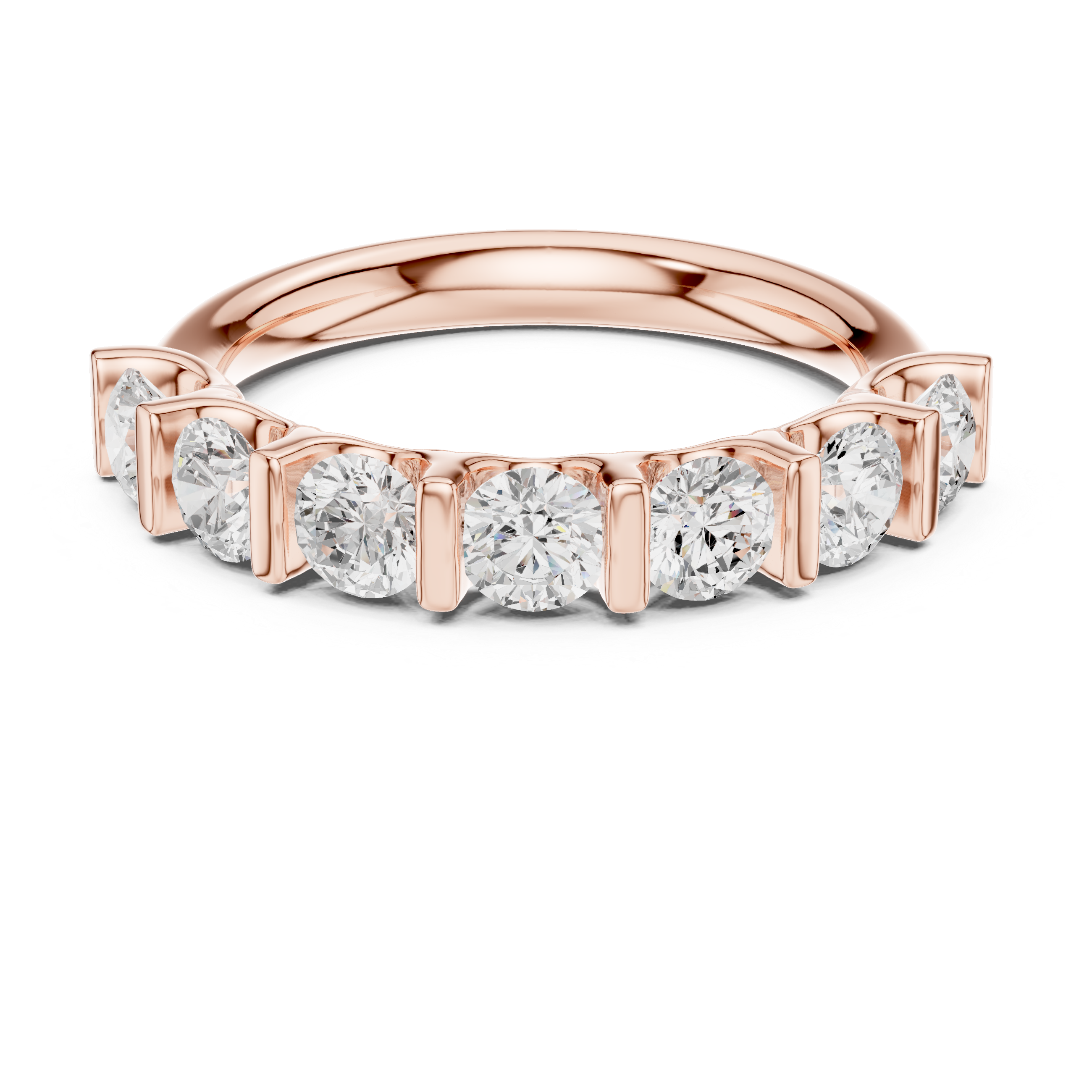 Seven Stone Round Diamond Wedding Band