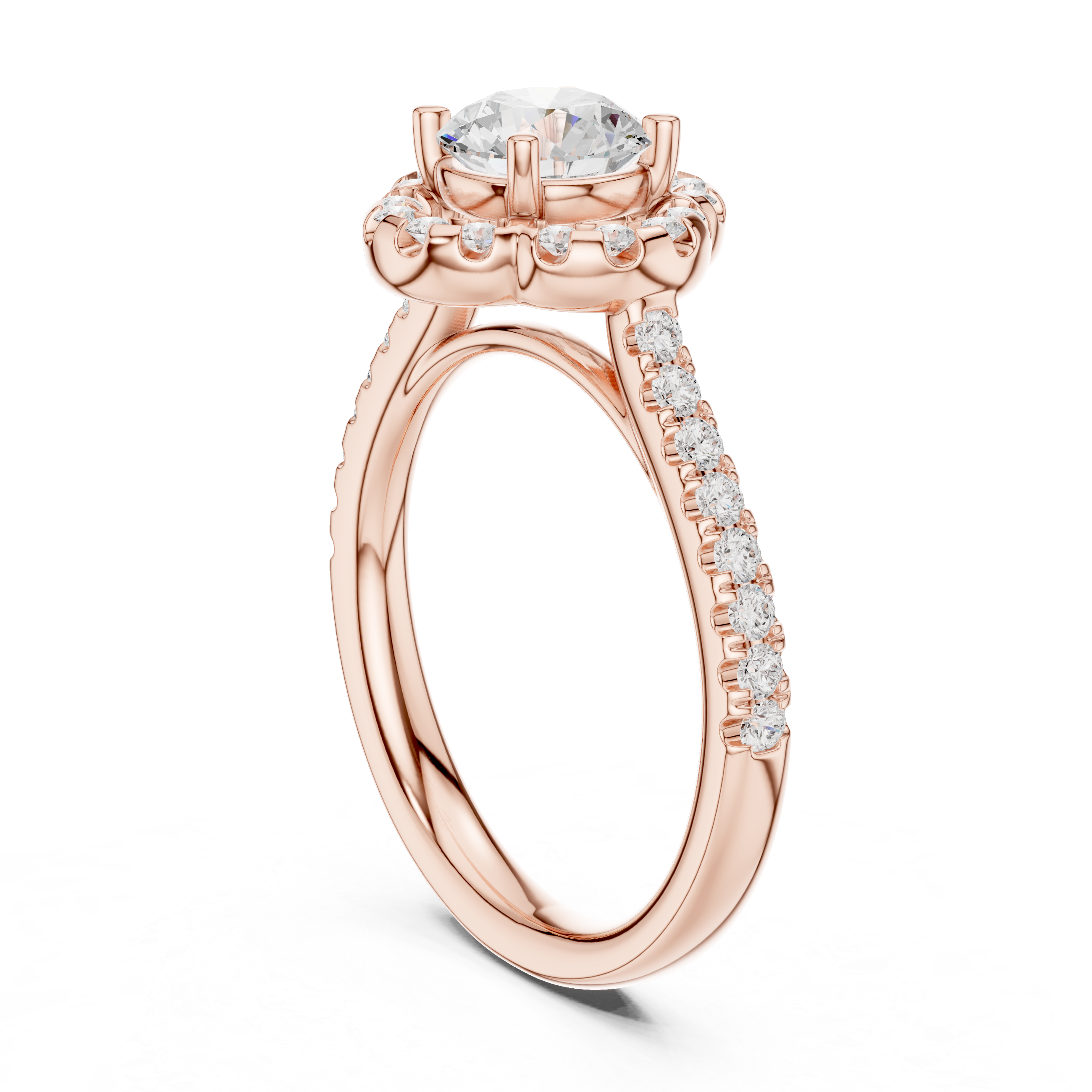 Round Halo Diamond Engagement Ring