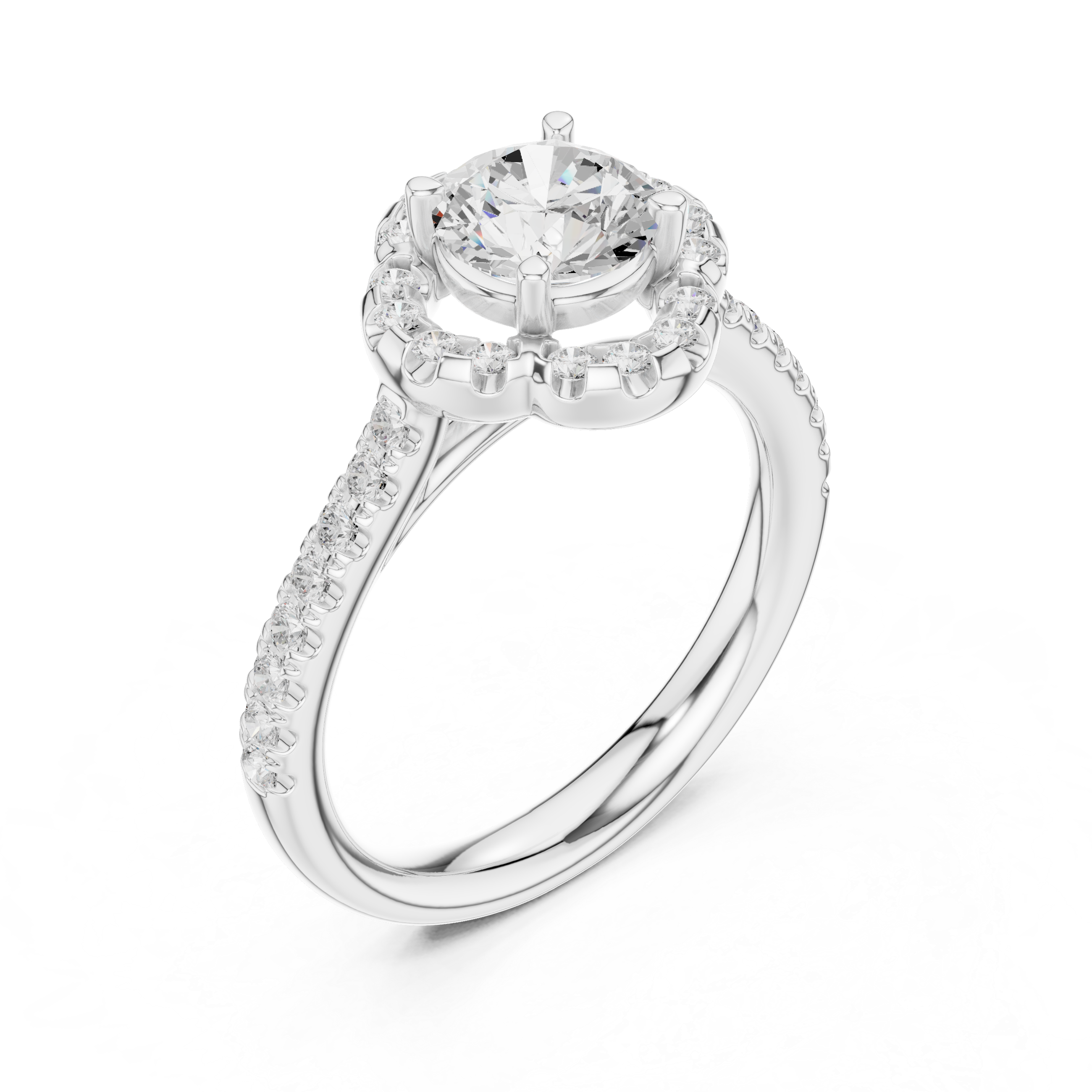 Round Halo Diamond Engagement Ring