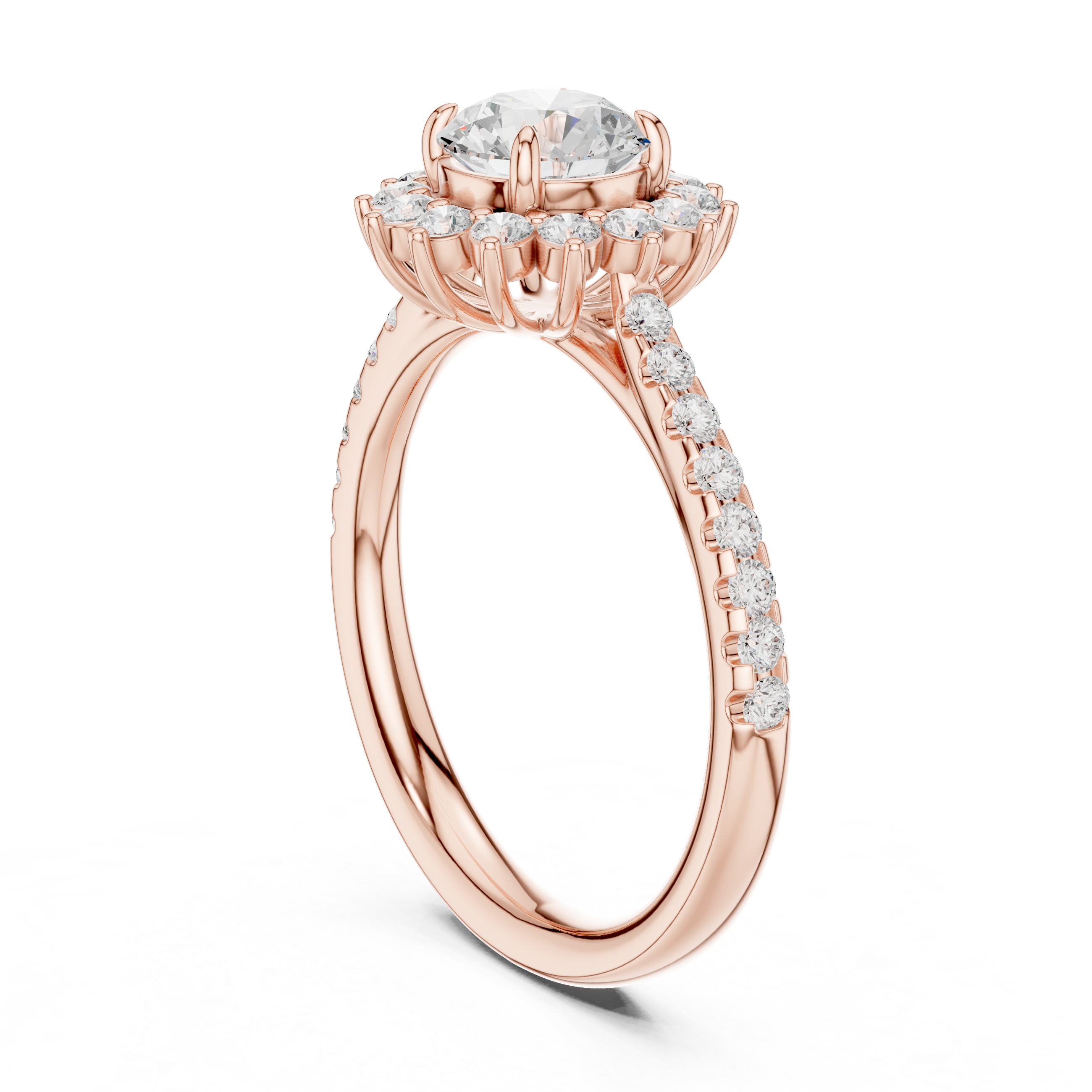 Floral Halo Diamond Engagement Ring