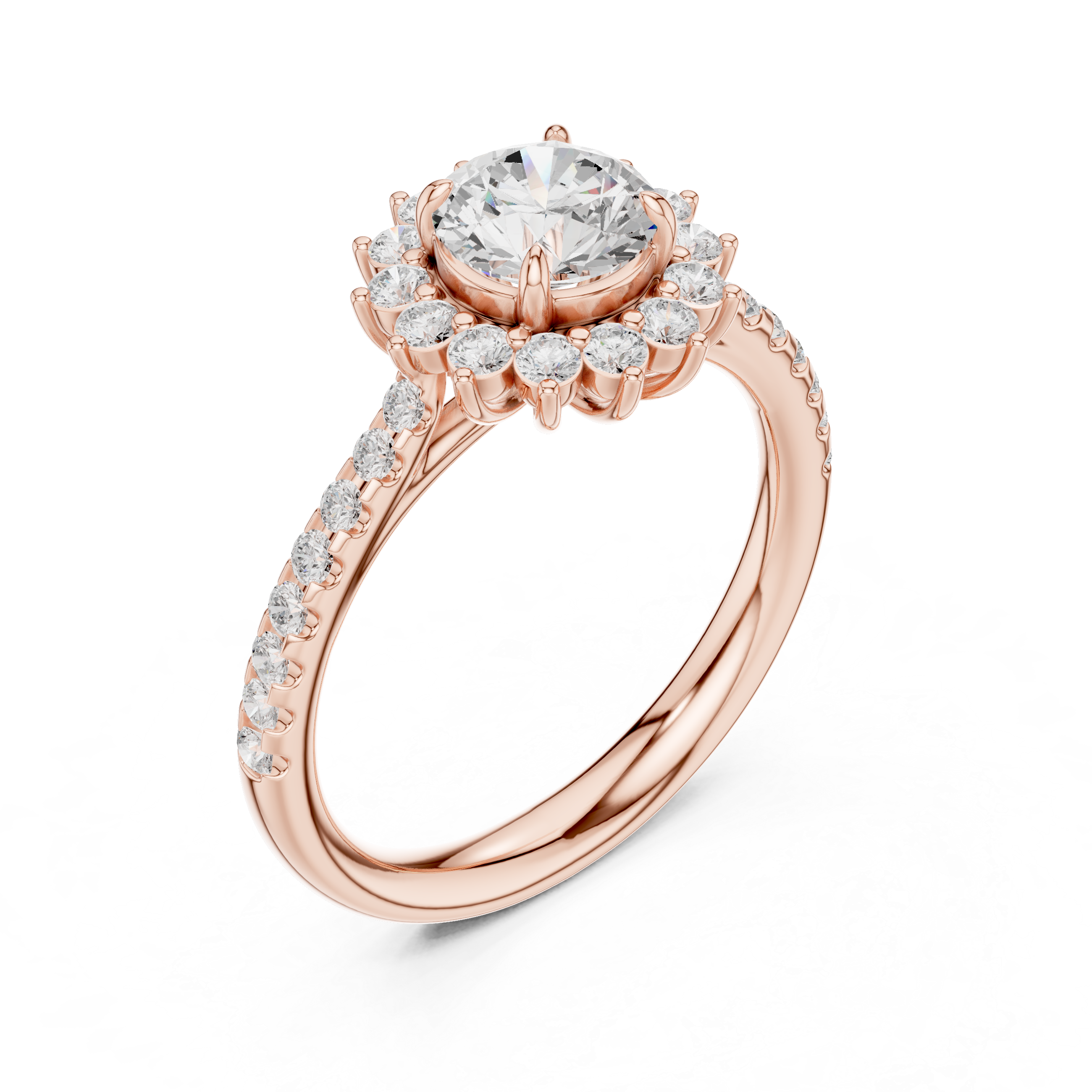 Floral Halo Diamond Engagement Ring
