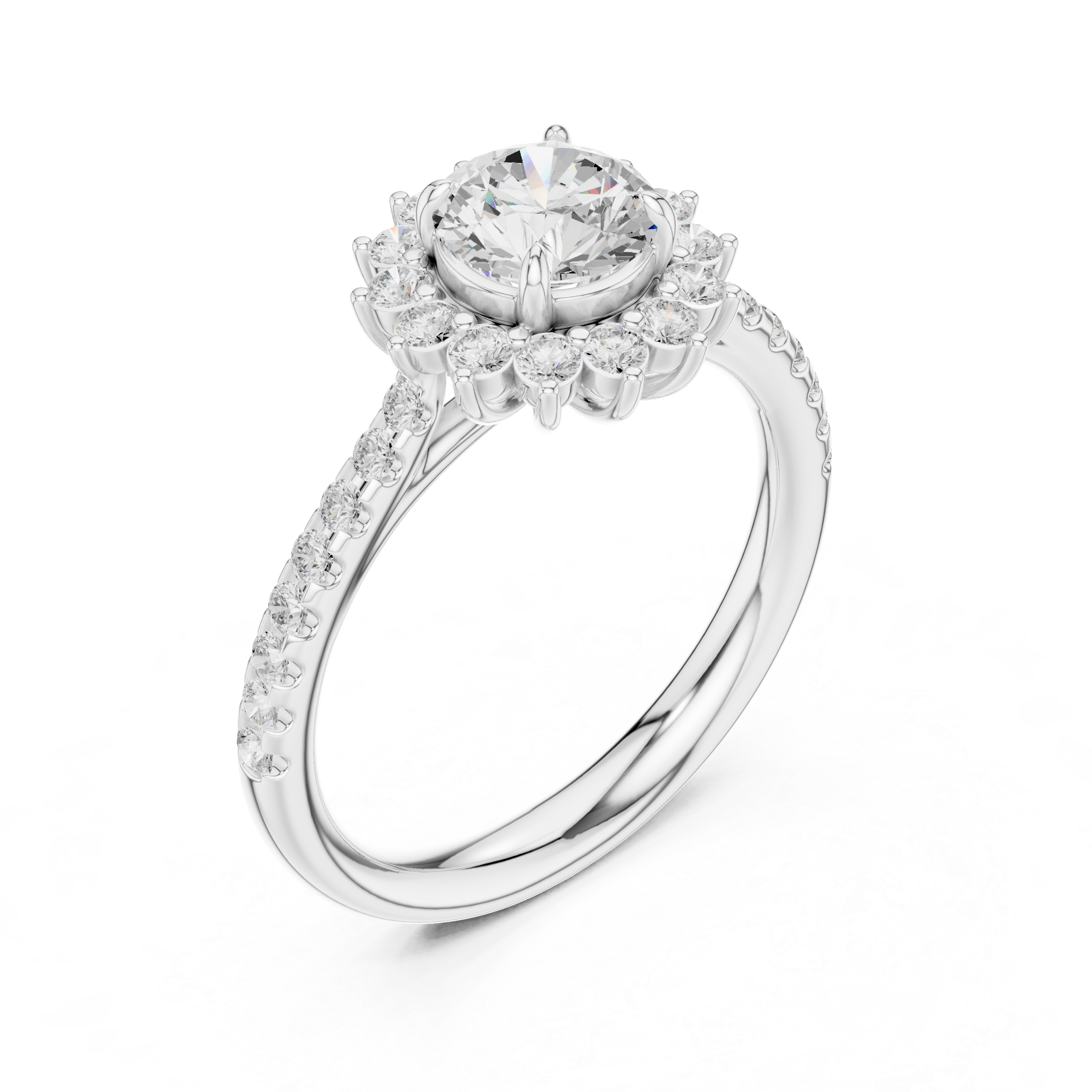 Floral Halo Diamond Engagement Ring