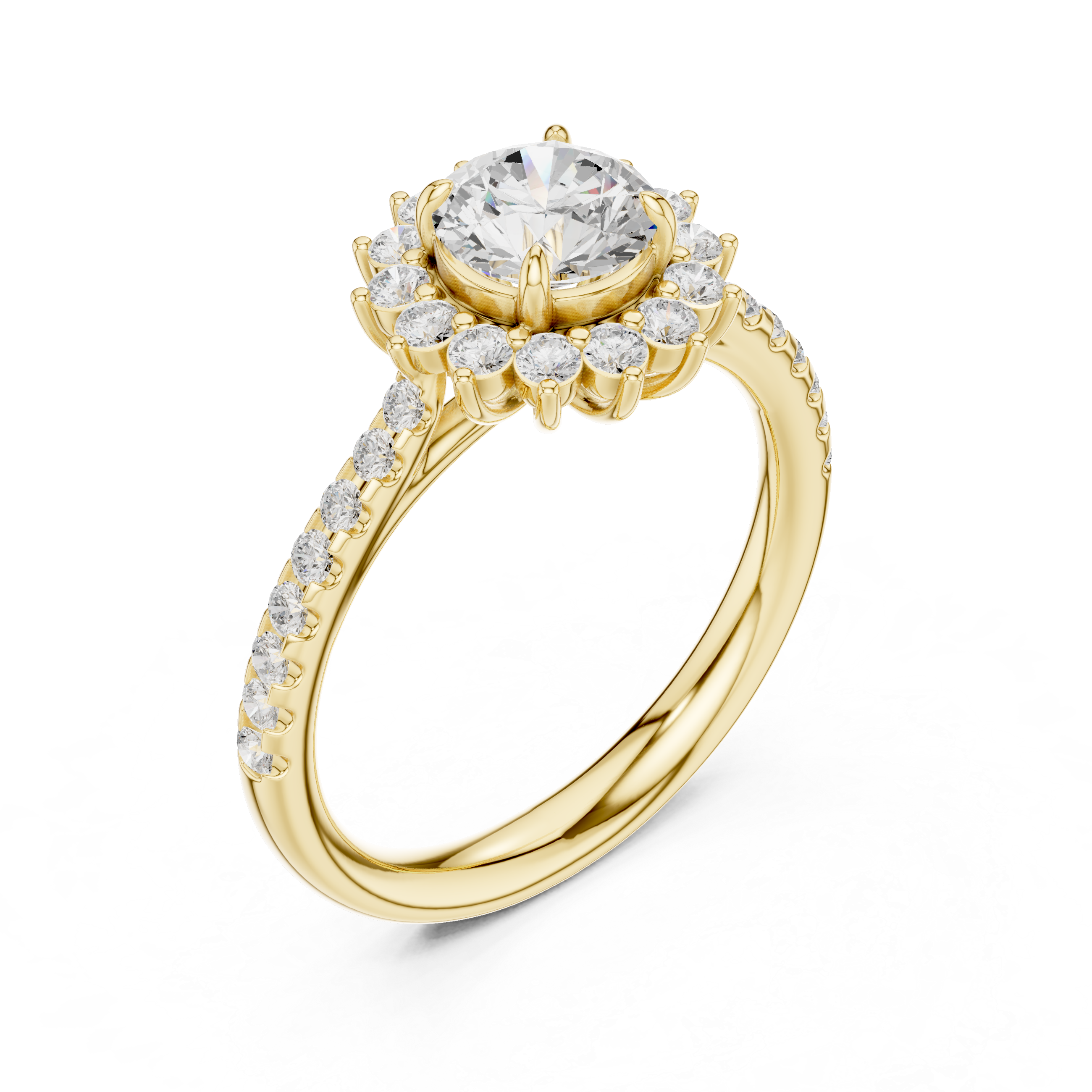 Floral Halo Diamond Engagement Ring