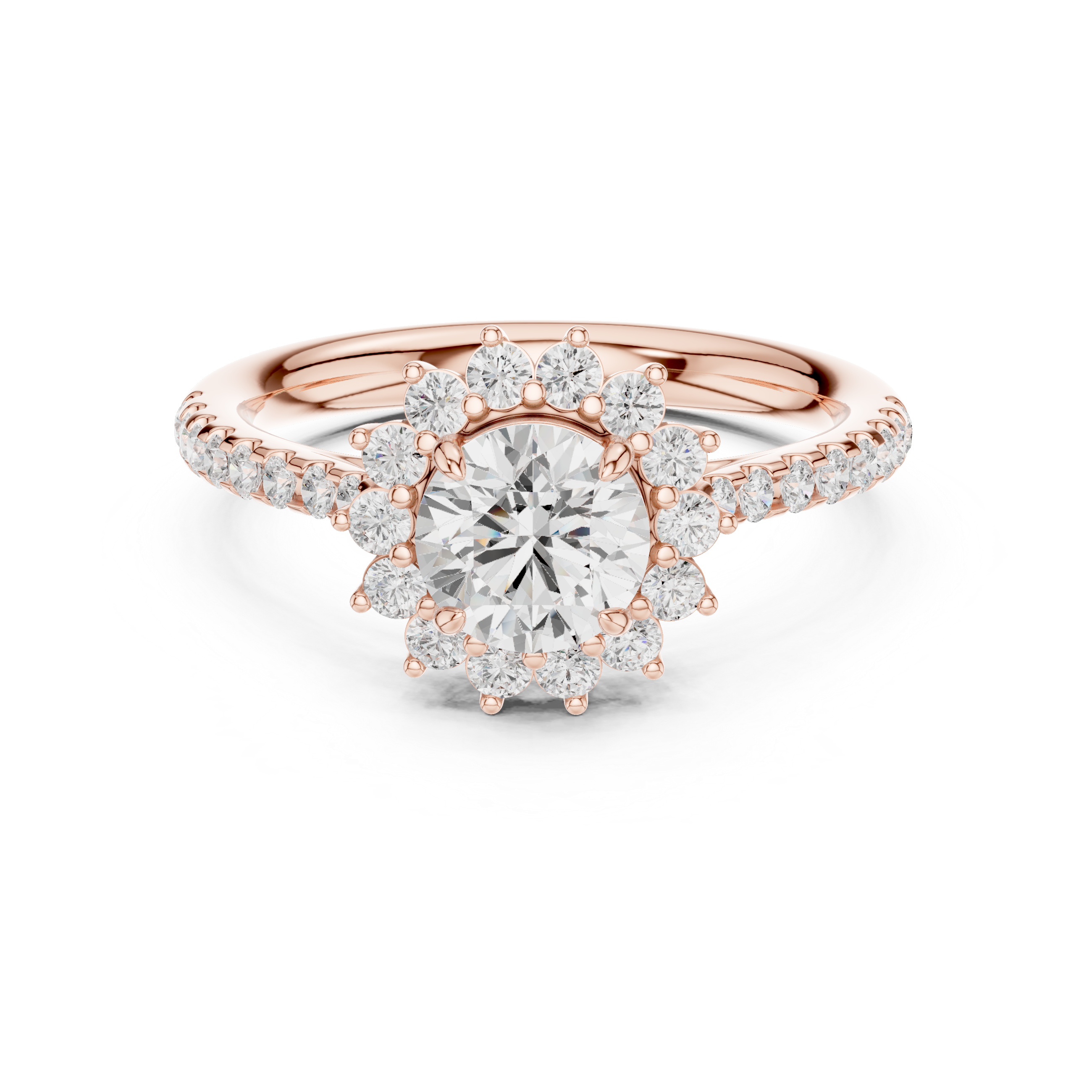 Floral Halo Diamond Engagement Ring