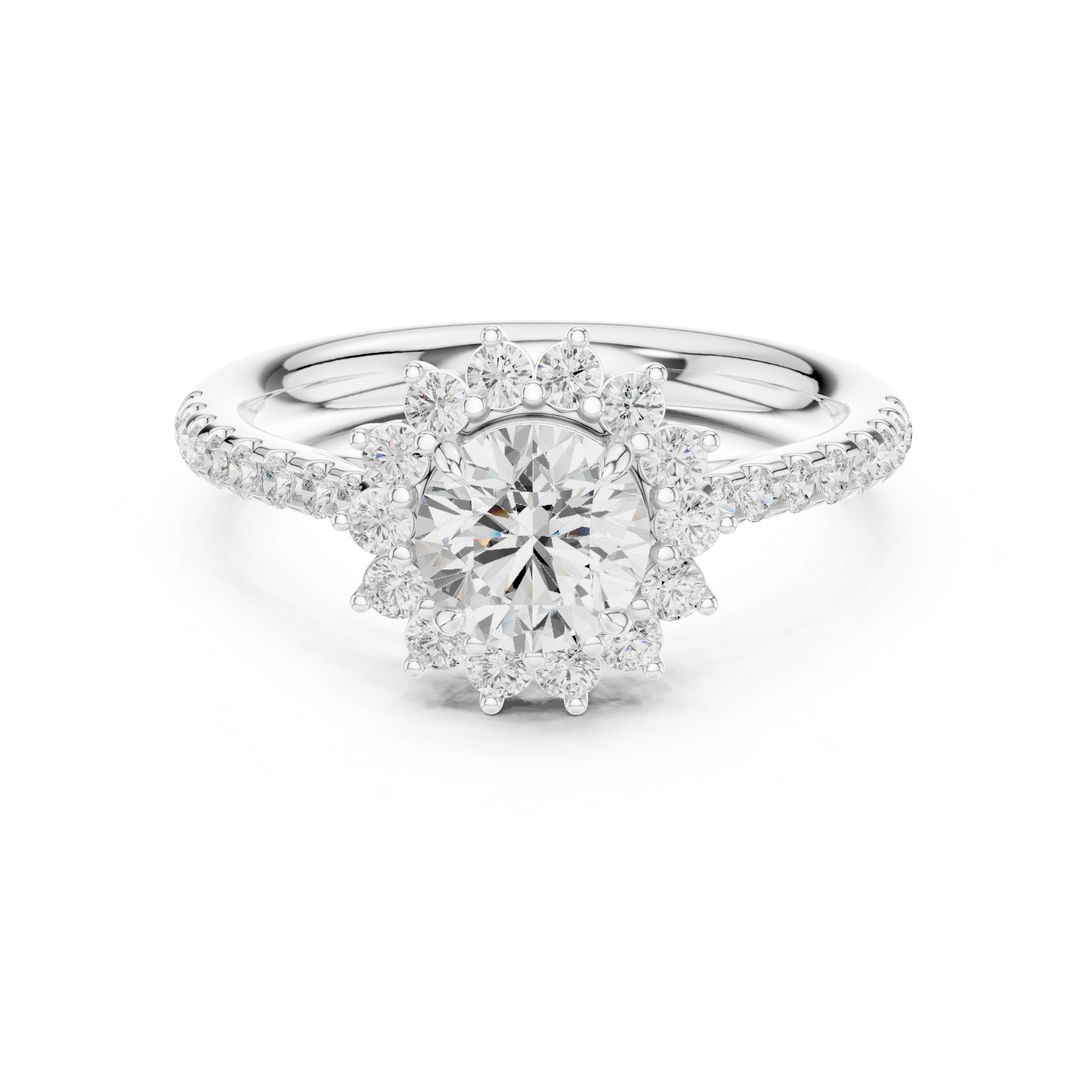 Floral Halo Diamond Engagement Ring