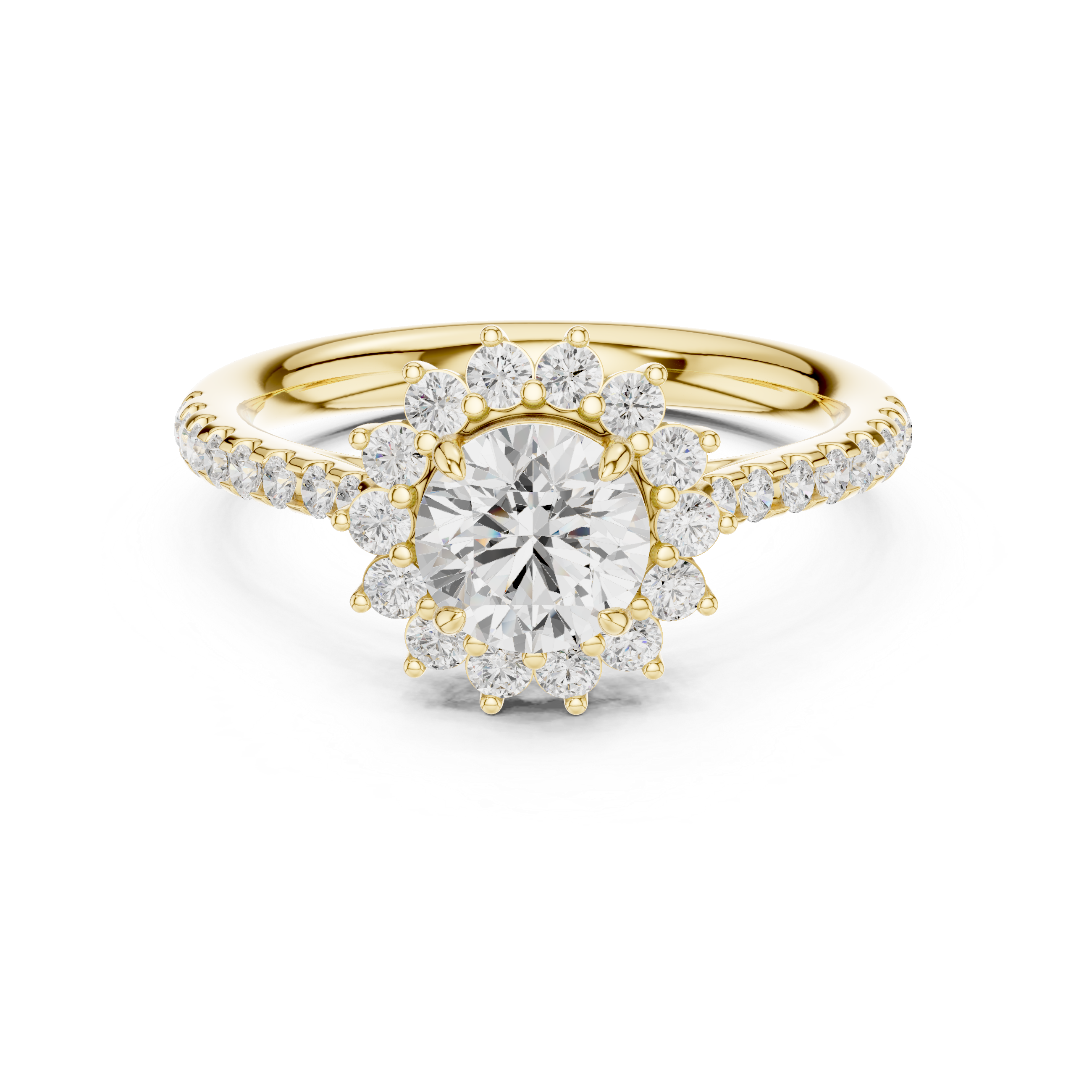 Floral Halo Diamond Engagement Ring