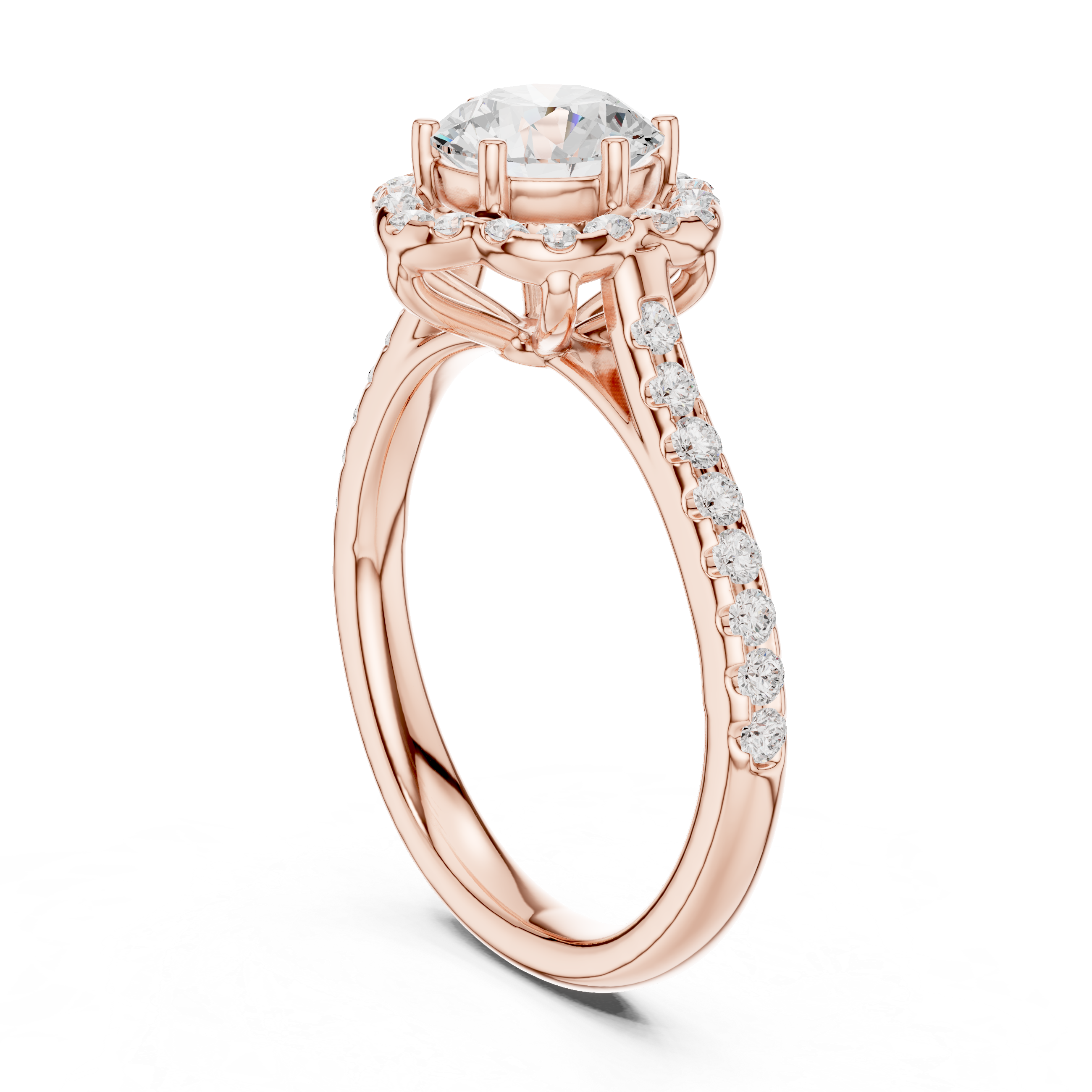 Floral Halo Diamond Engagement Ring