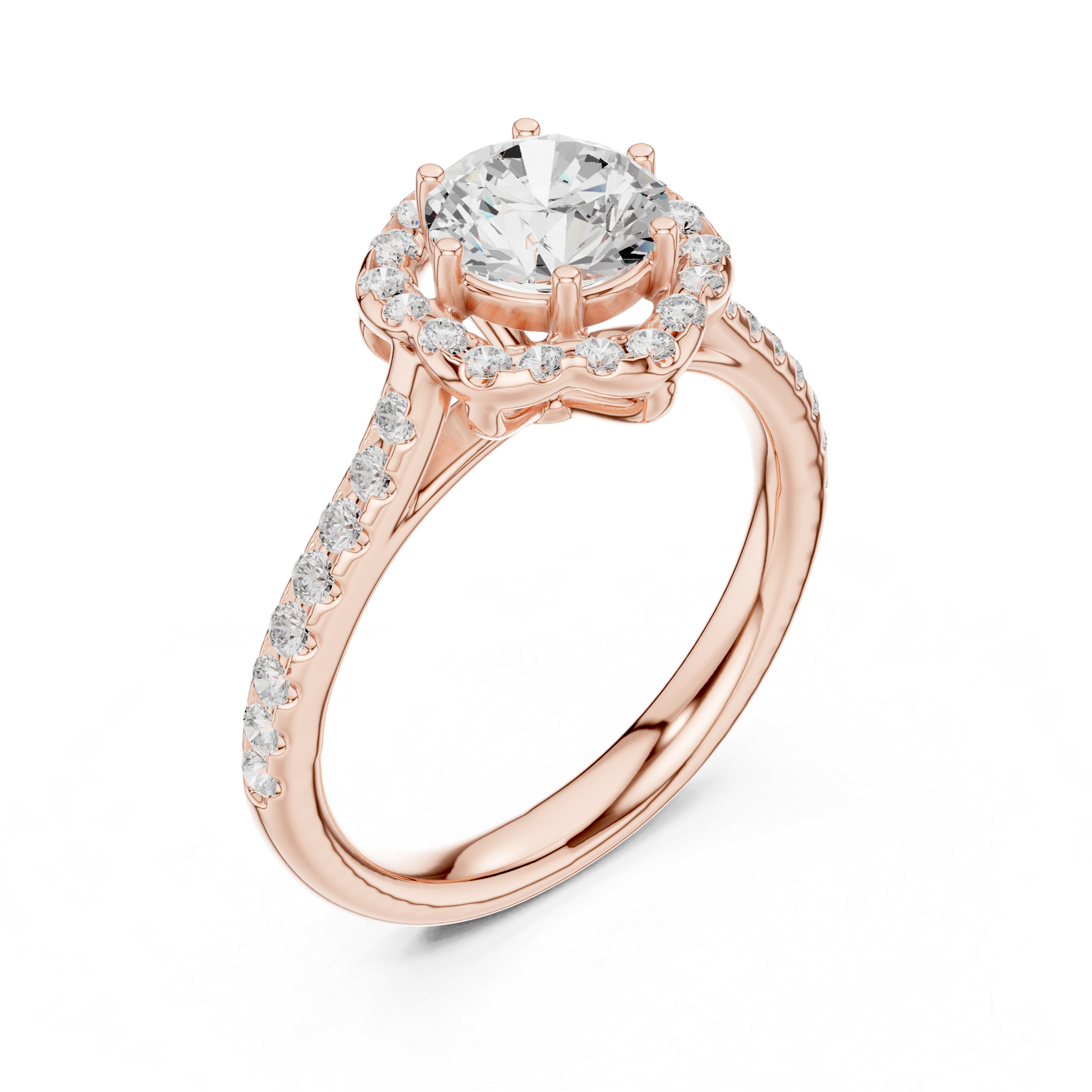 Floral Halo Diamond Engagement Ring