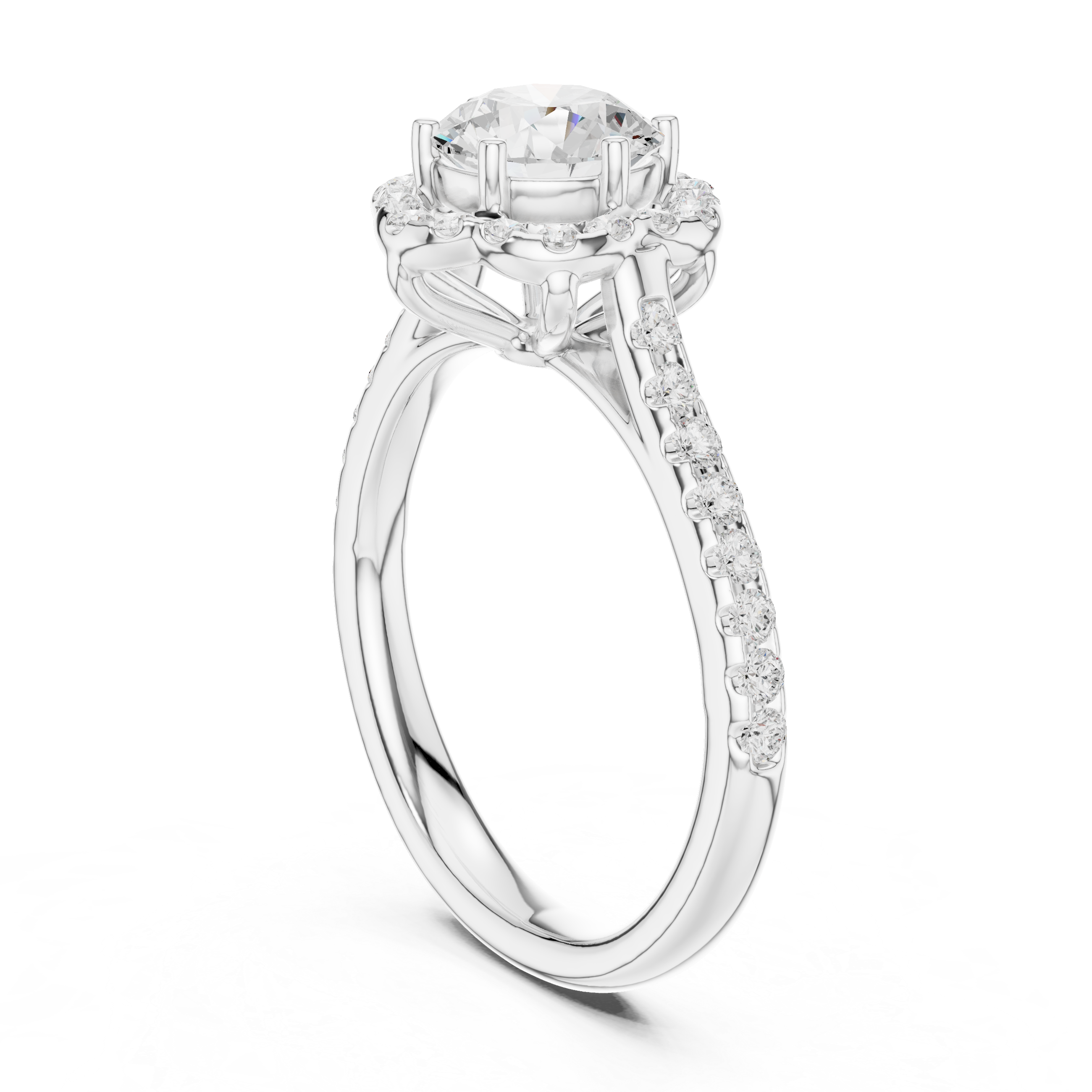 Floral Halo Diamond Engagement Ring