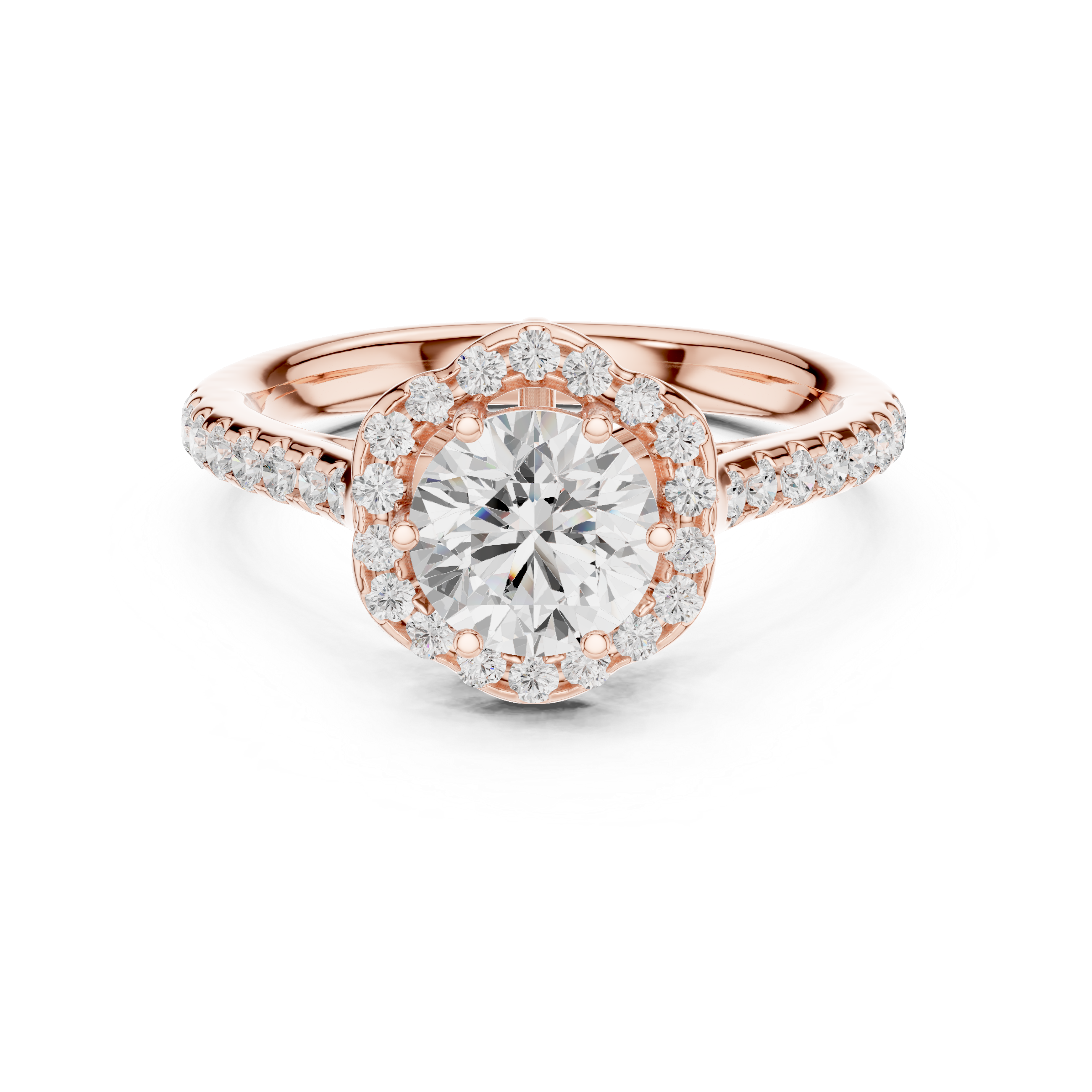 Floral Halo Diamond Engagement Ring