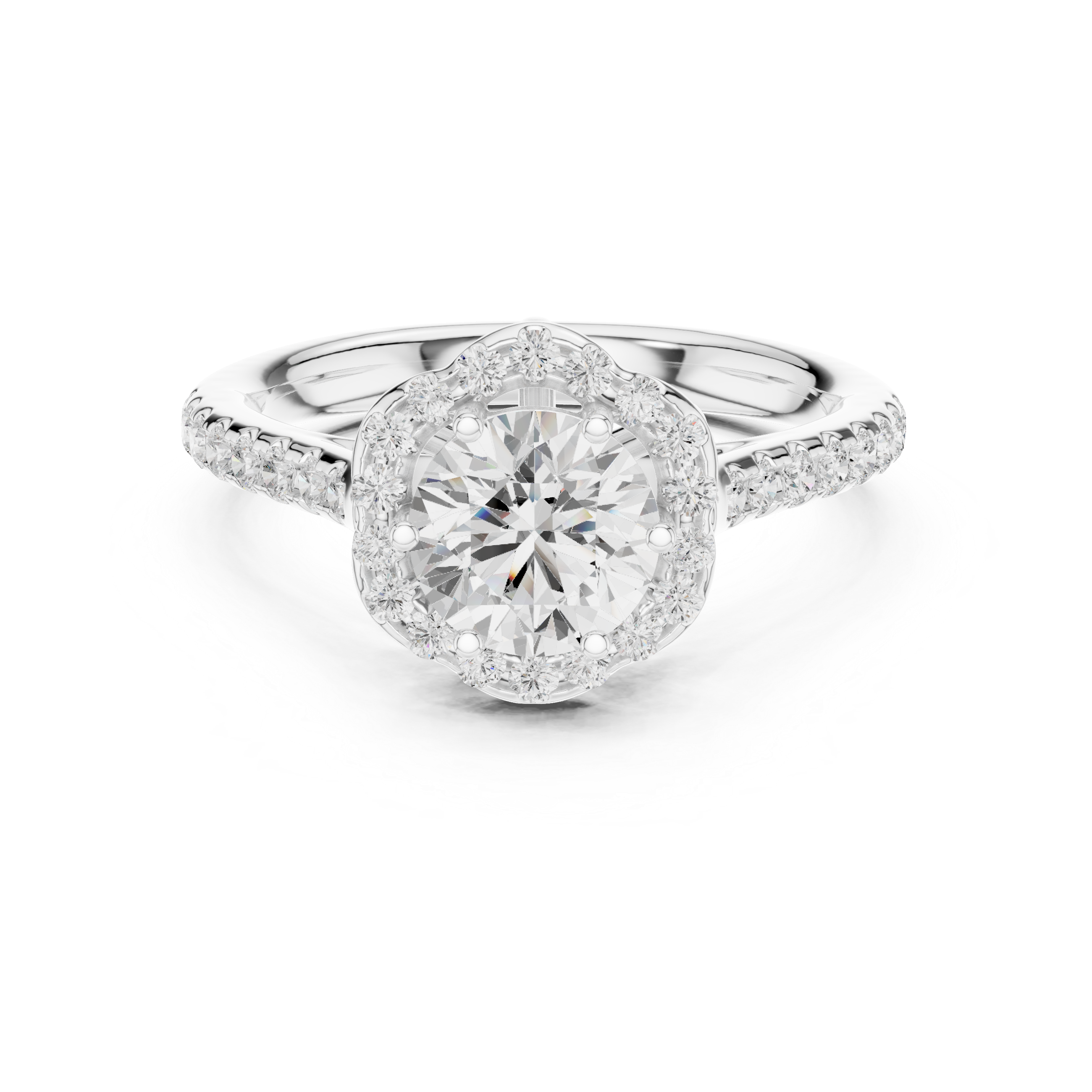 Floral Halo Diamond Engagement Ring