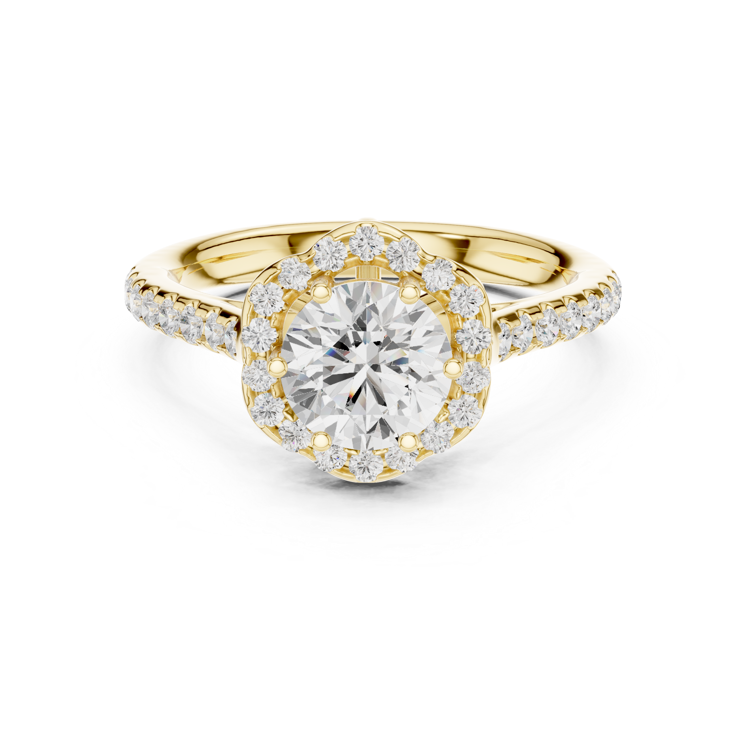 Floral Halo Diamond Engagement Ring
