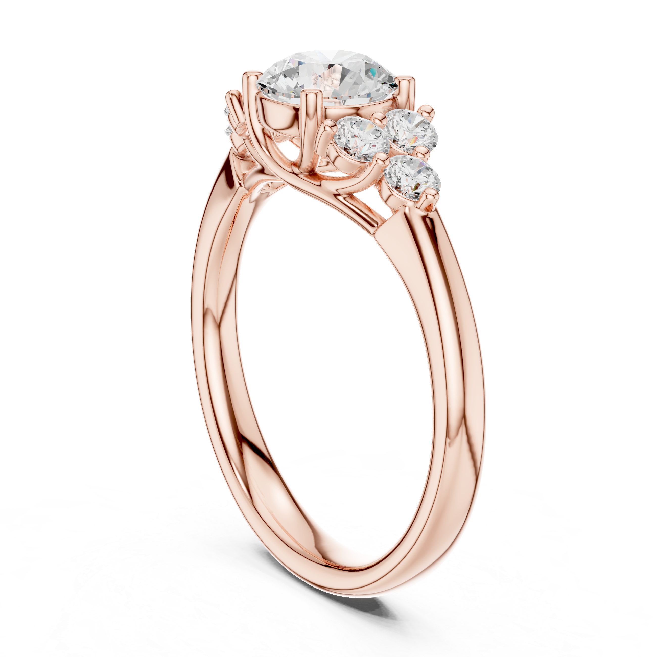 Round Diamond Three Stone Engagement Ring