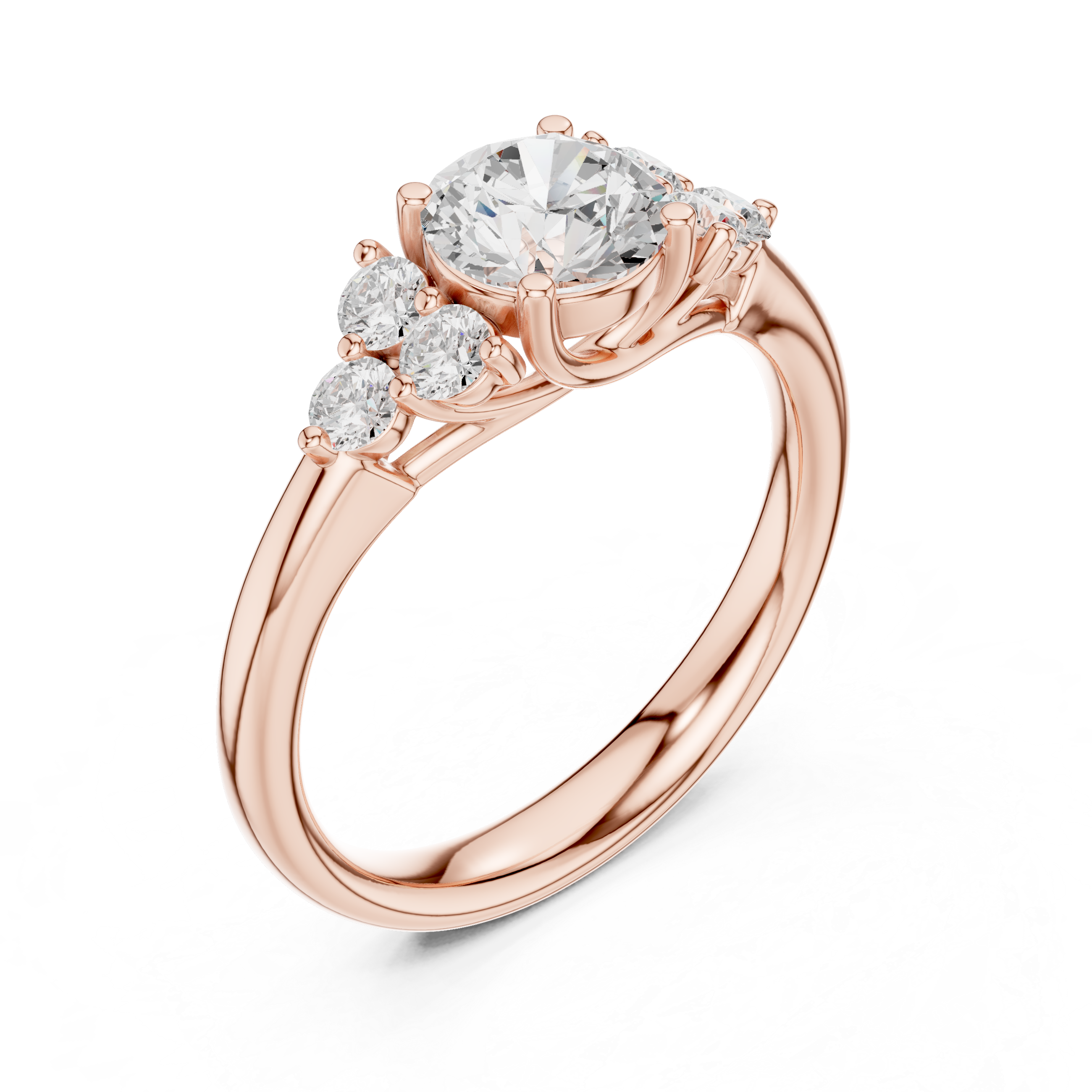 Round Diamond Three Stone Engagement Ring