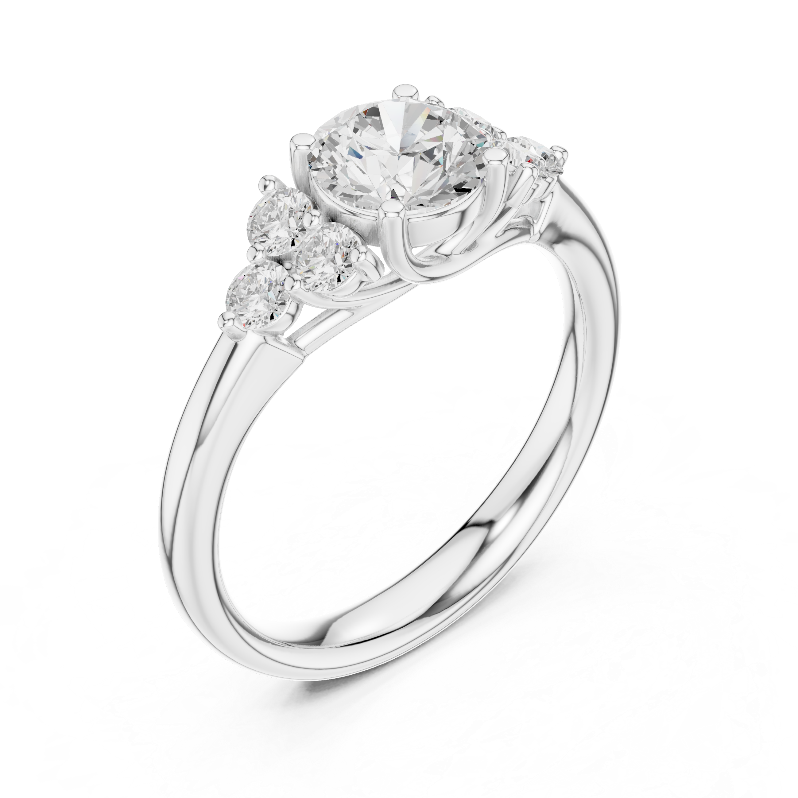 Round Diamond Three Stone Engagement Ring