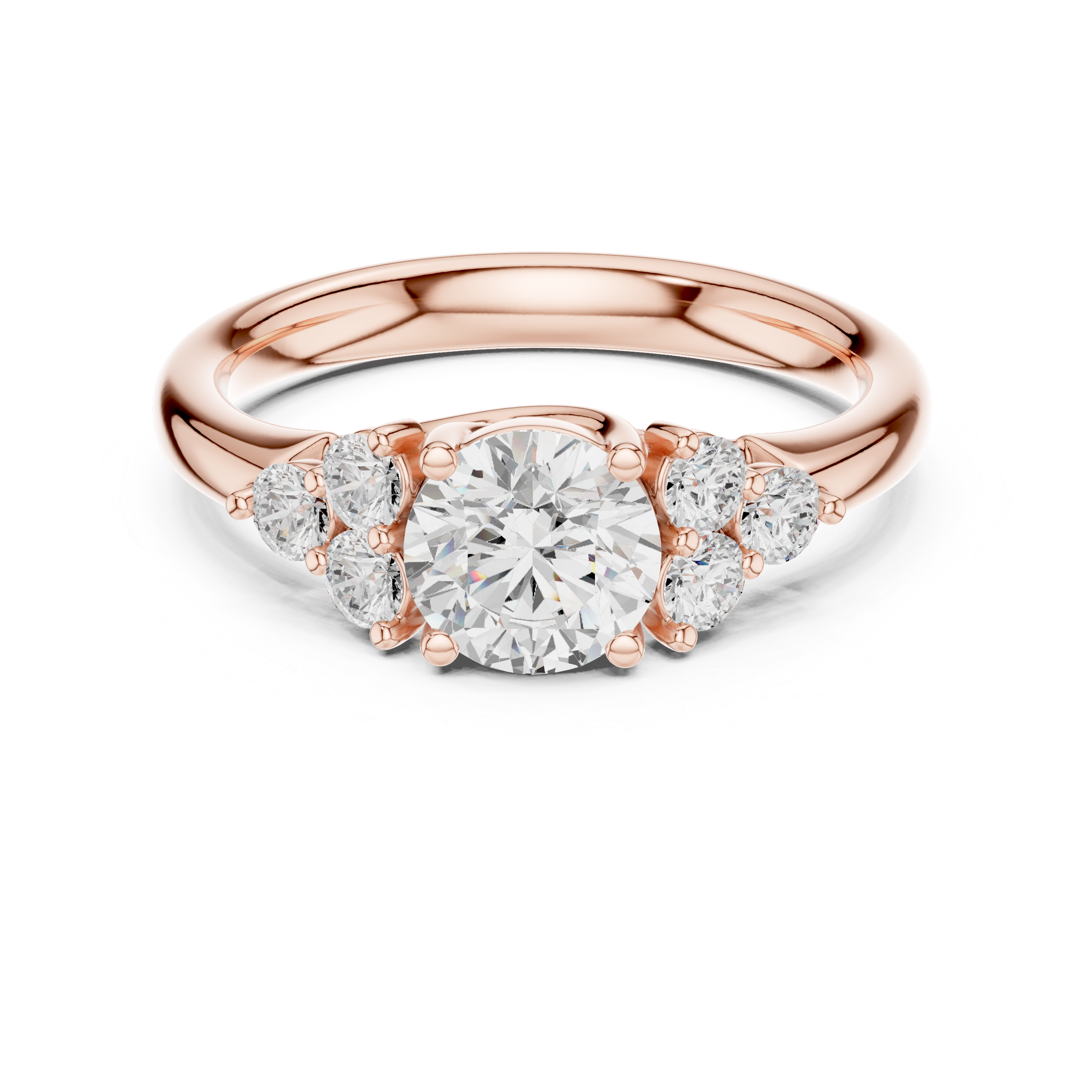 Round Diamond Three Stone Engagement Ring