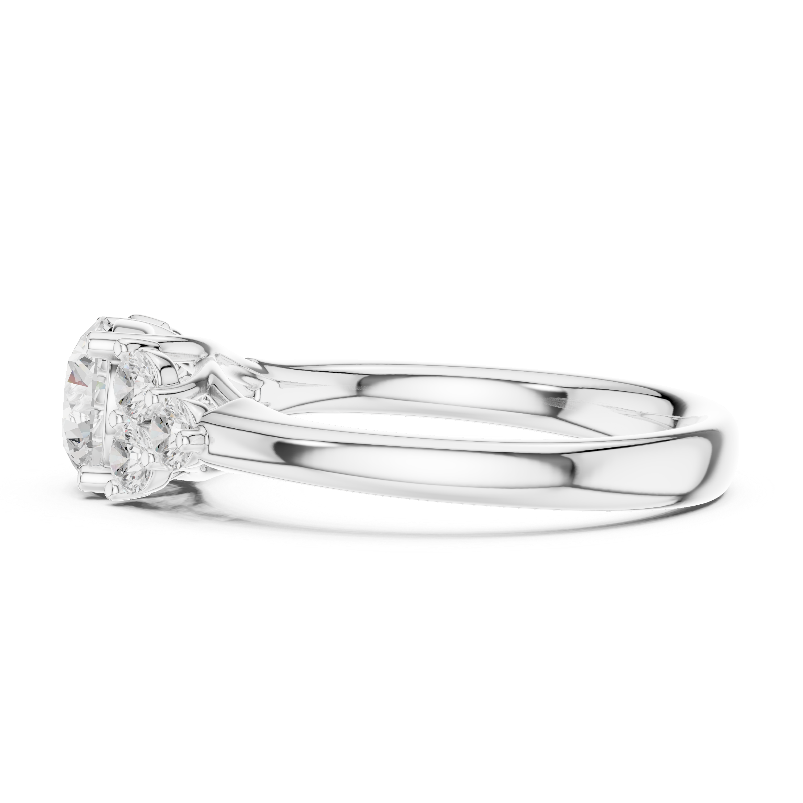 Round Diamond Three Stone Engagement Ring