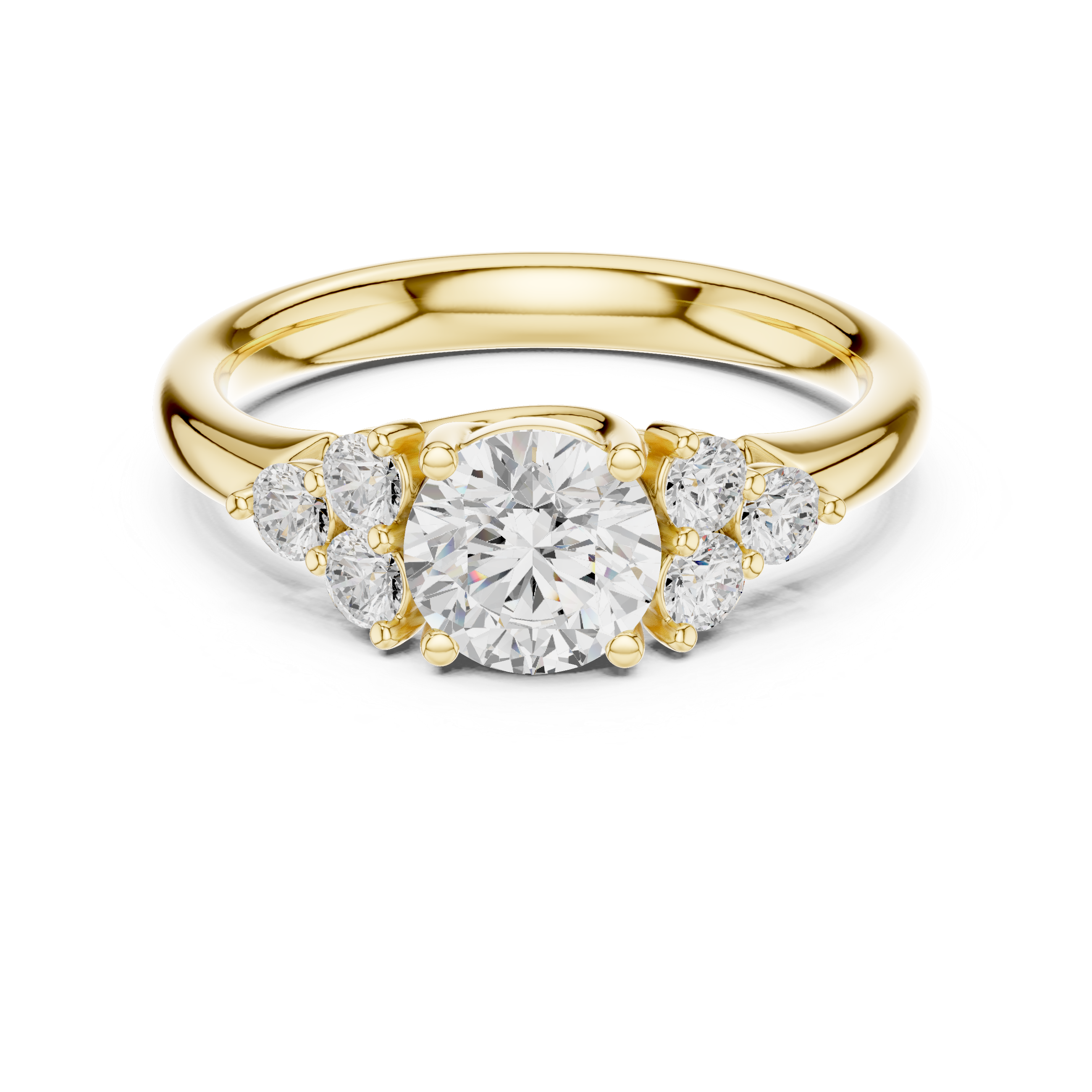 Round Diamond Three Stone Engagement Ring