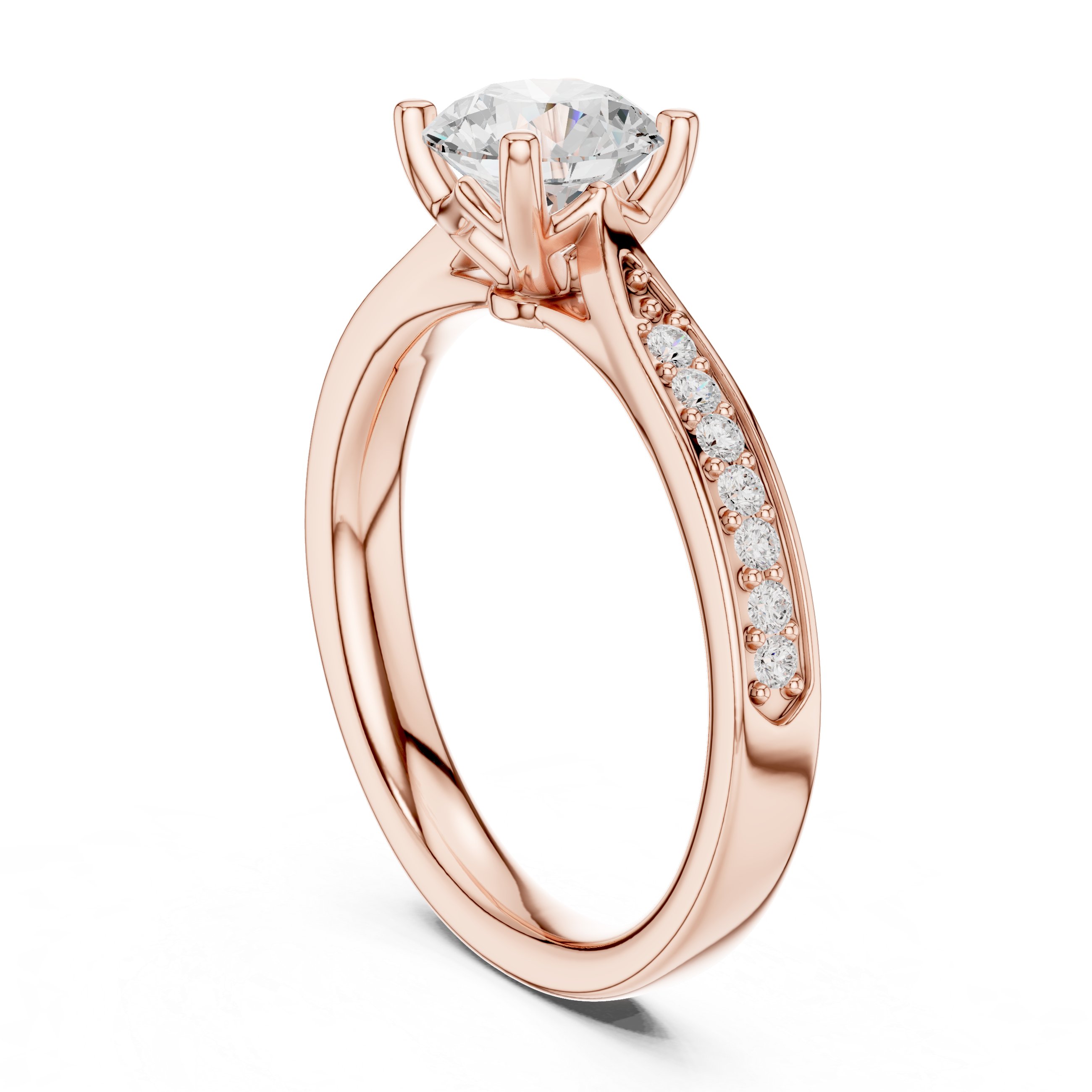 Classic Pavé Solitaire Diamond Engagement Ring