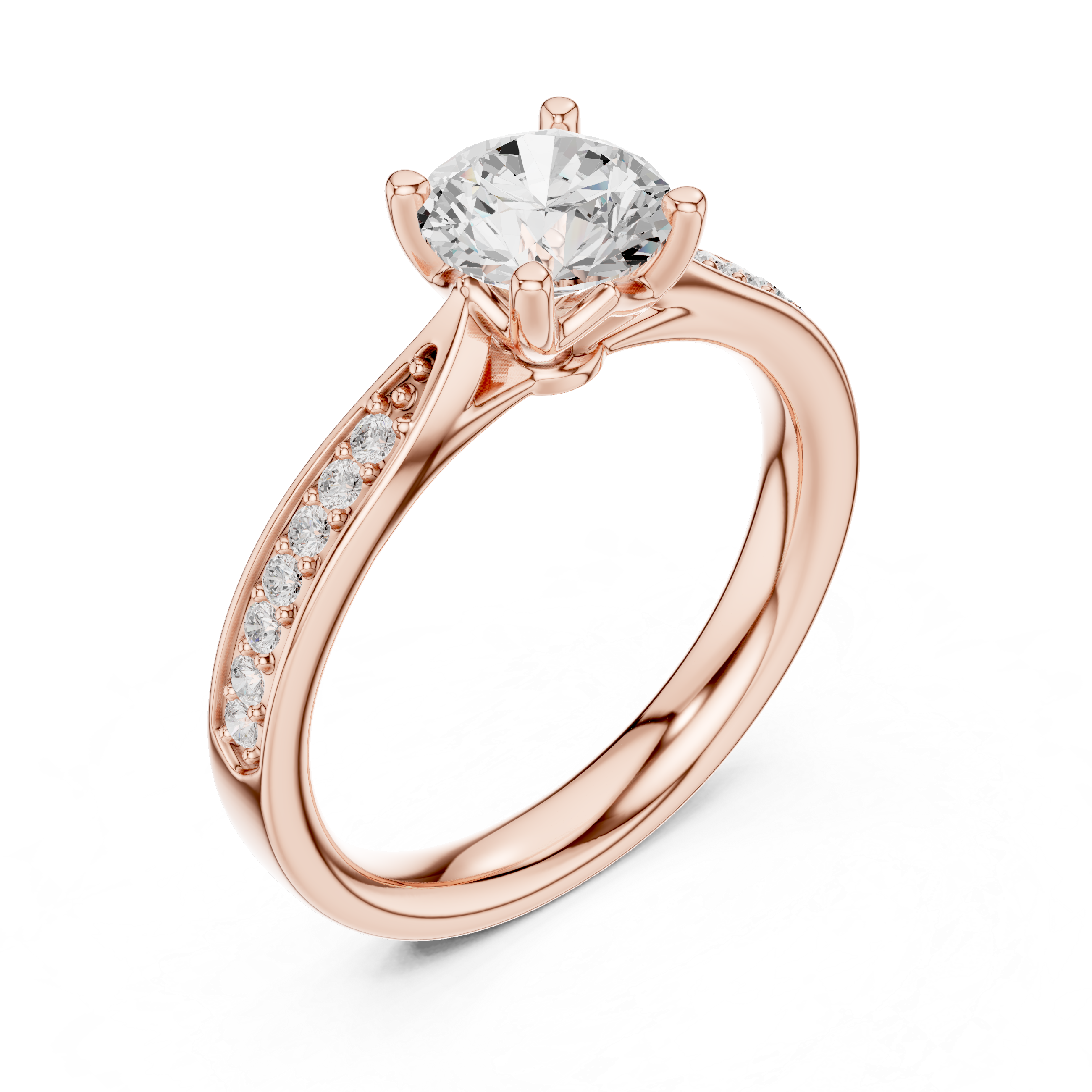 Classic Pavé Solitaire Diamond Engagement Ring