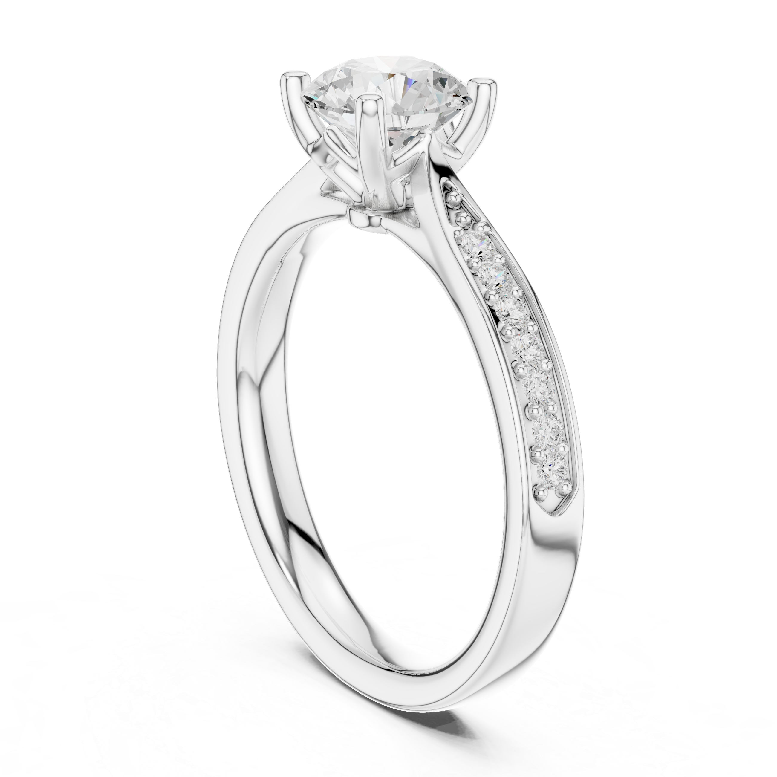 Classic Pavé Solitaire Diamond Engagement Ring