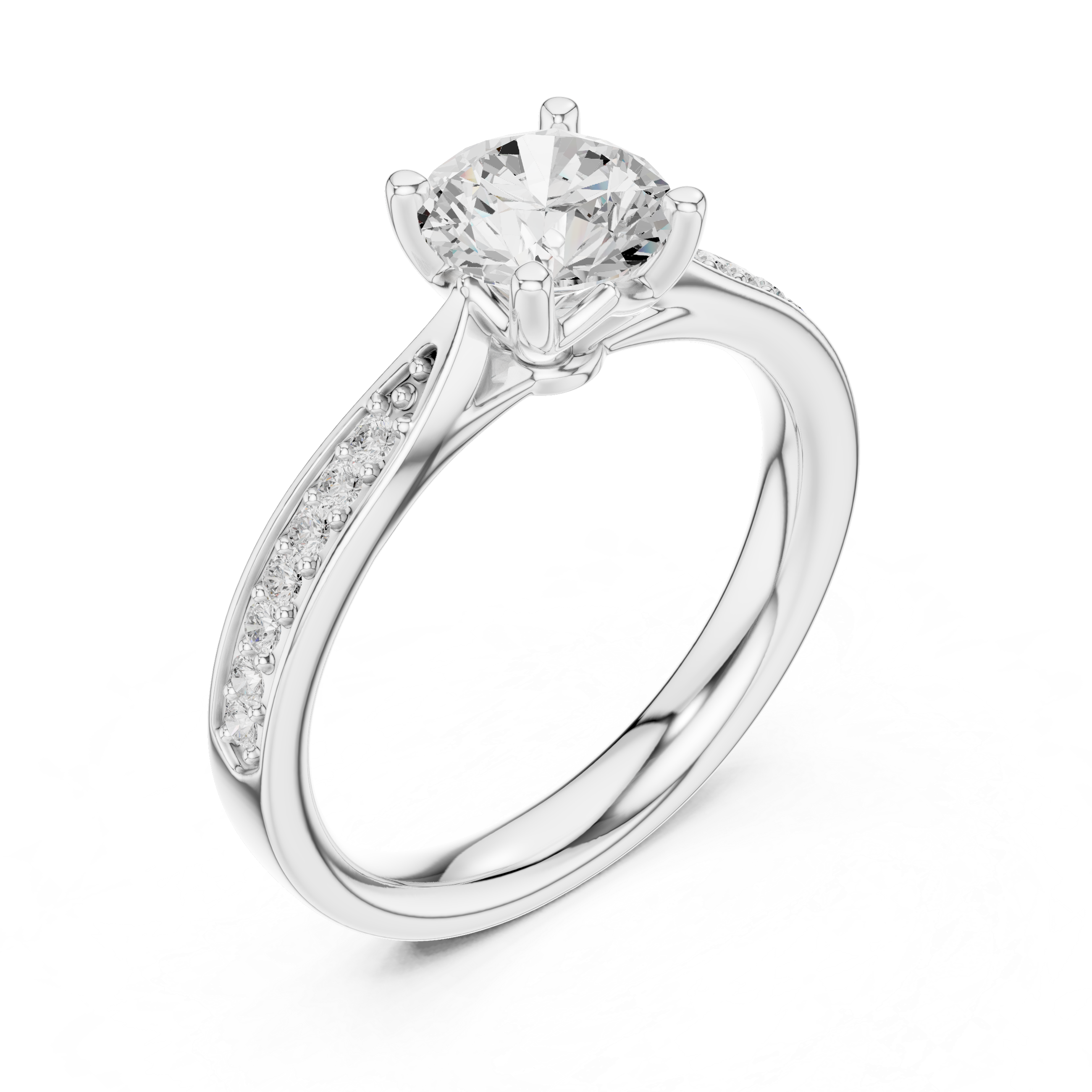 Classic Pavé Solitaire Diamond Engagement Ring