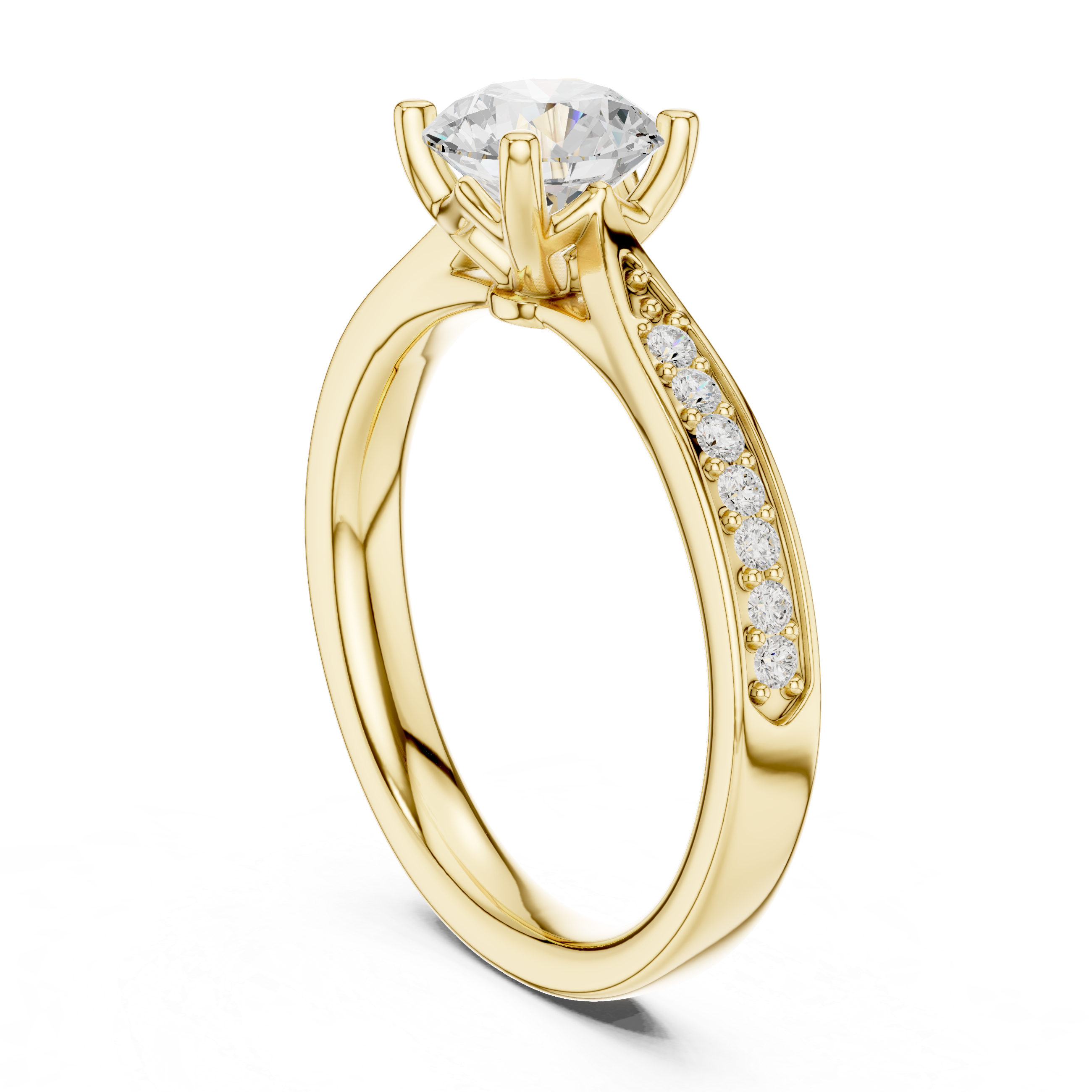 Classic Pavé Solitaire Diamond Engagement Ring