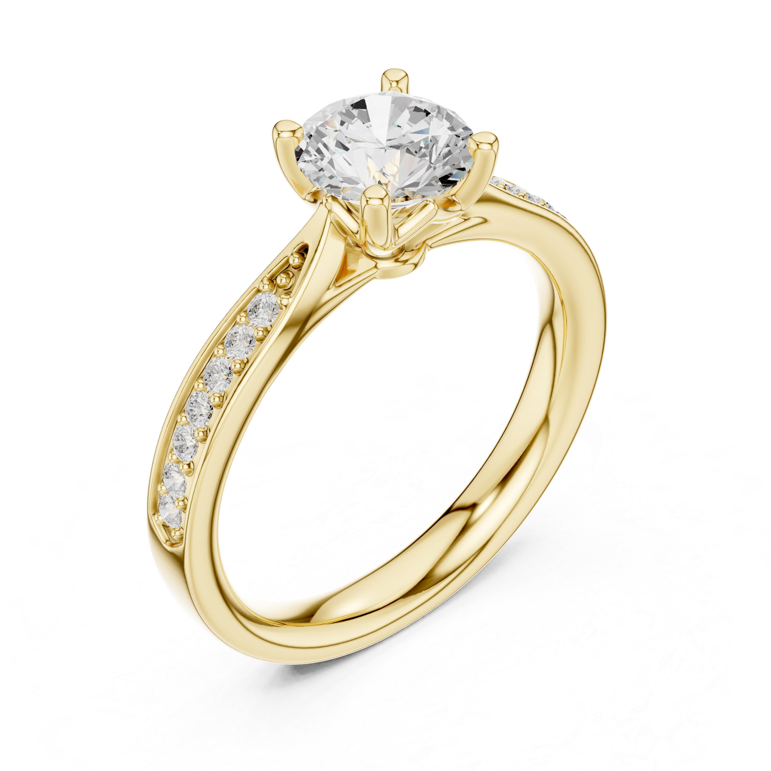 Classic Pavé Solitaire Diamond Engagement Ring