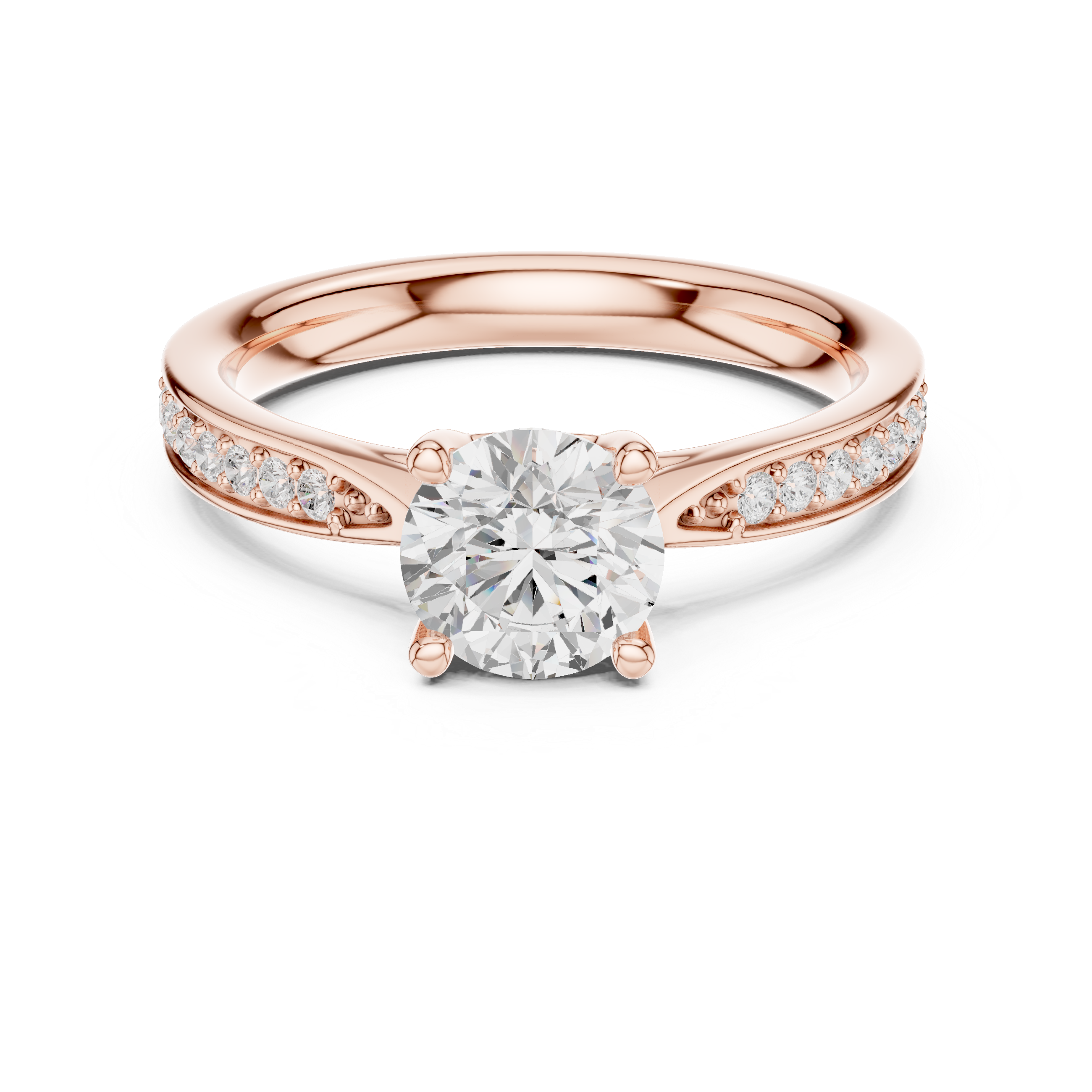 Classic Pavé Solitaire Diamond Engagement Ring
