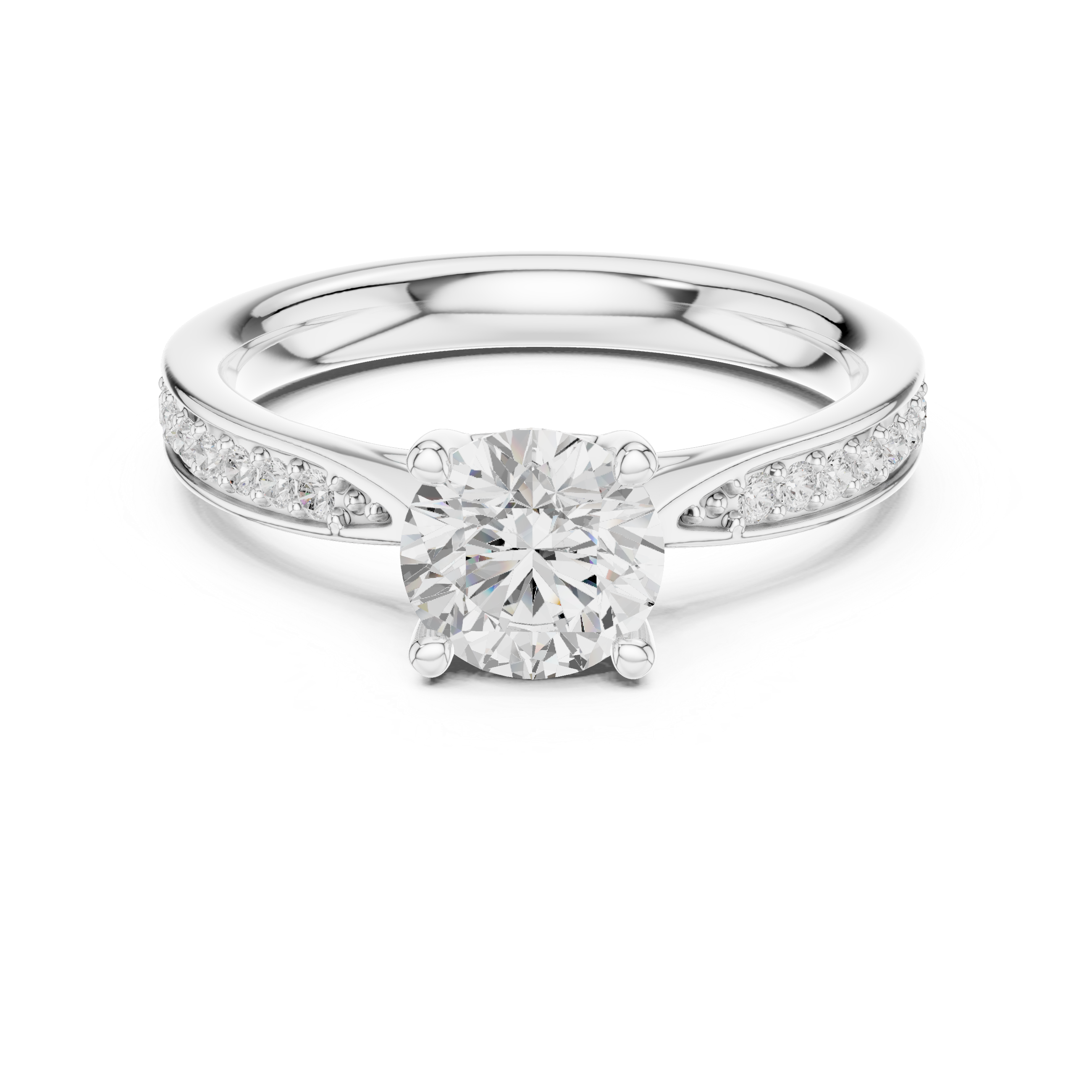 Classic Pavé Solitaire Diamond Engagement Ring