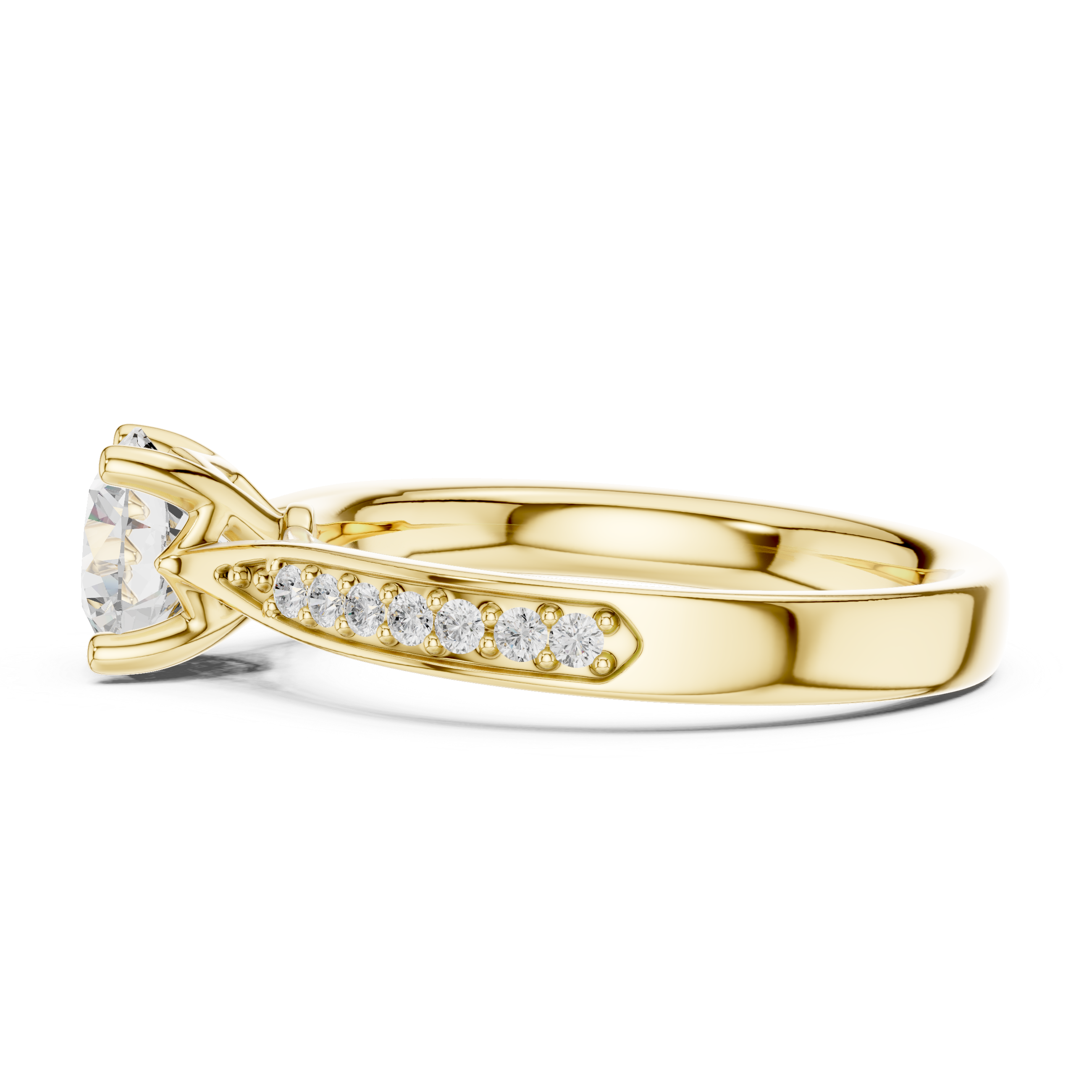Classic Pavé Solitaire Diamond Engagement Ring