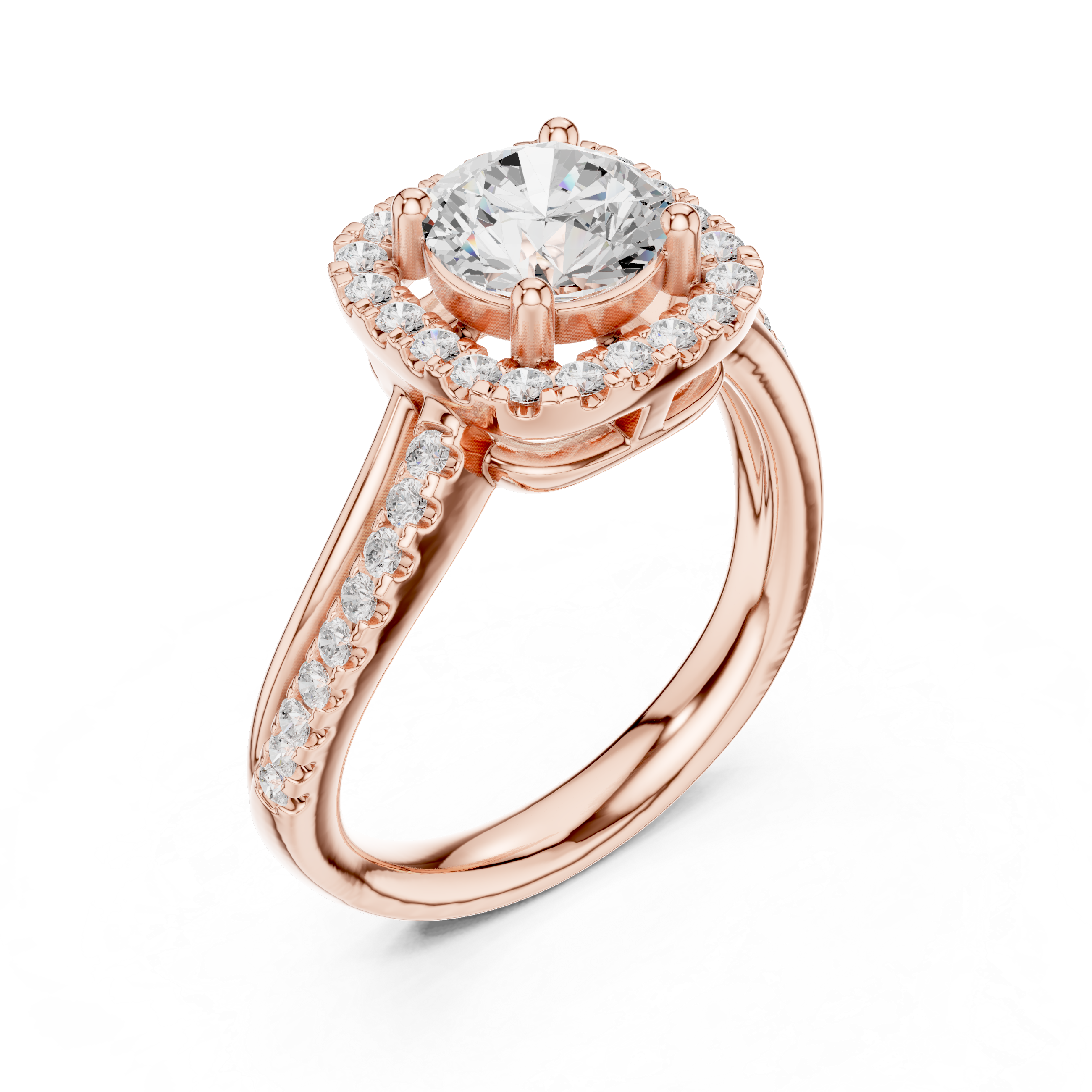 Twisted Cushion Halo Diamond Engagement Ring