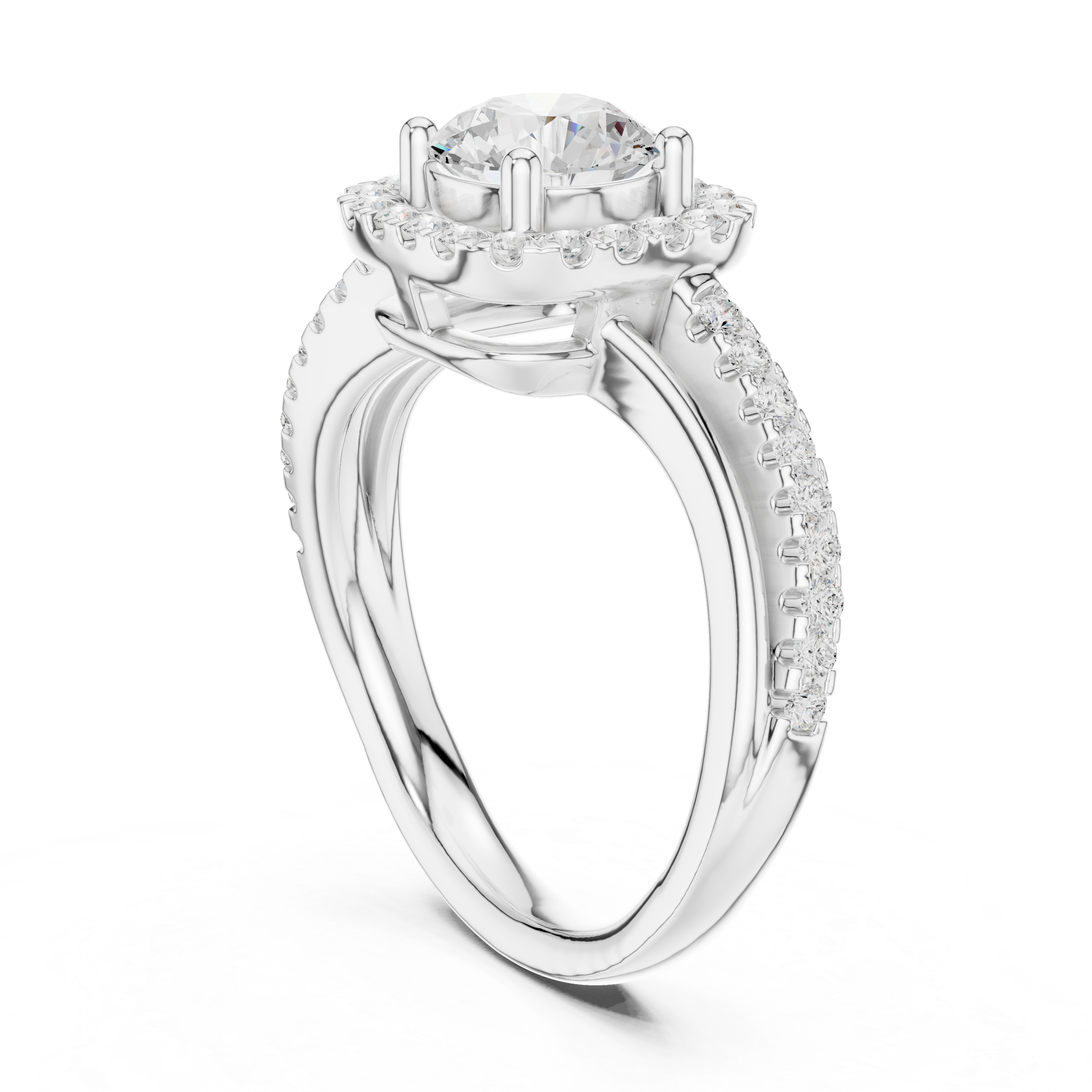 Twisted Cushion Halo Diamond Engagement Ring