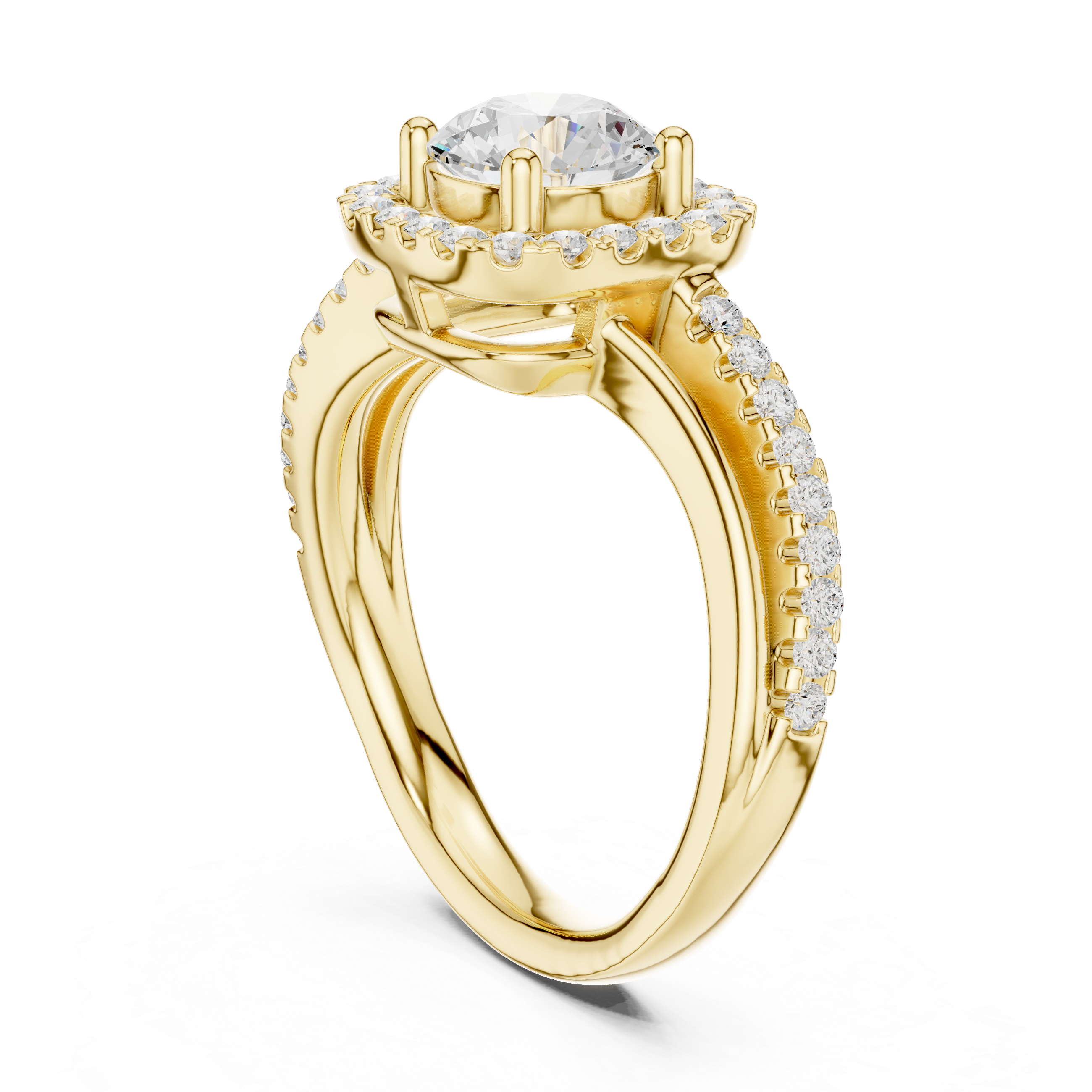 Twisted Cushion Halo Diamond Engagement Ring