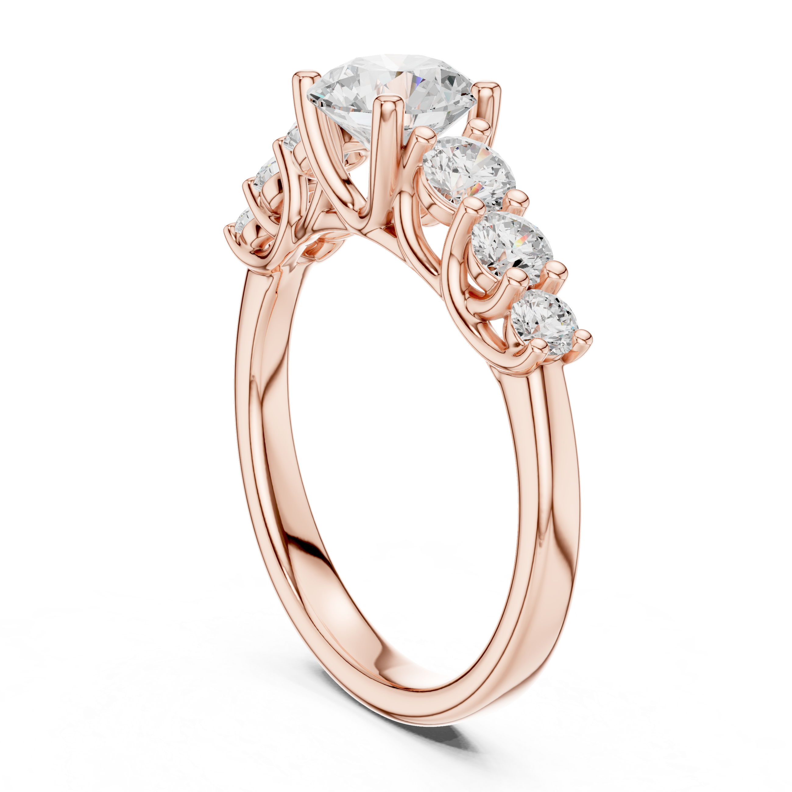 Round Diamond Three Stone Engagement Ring