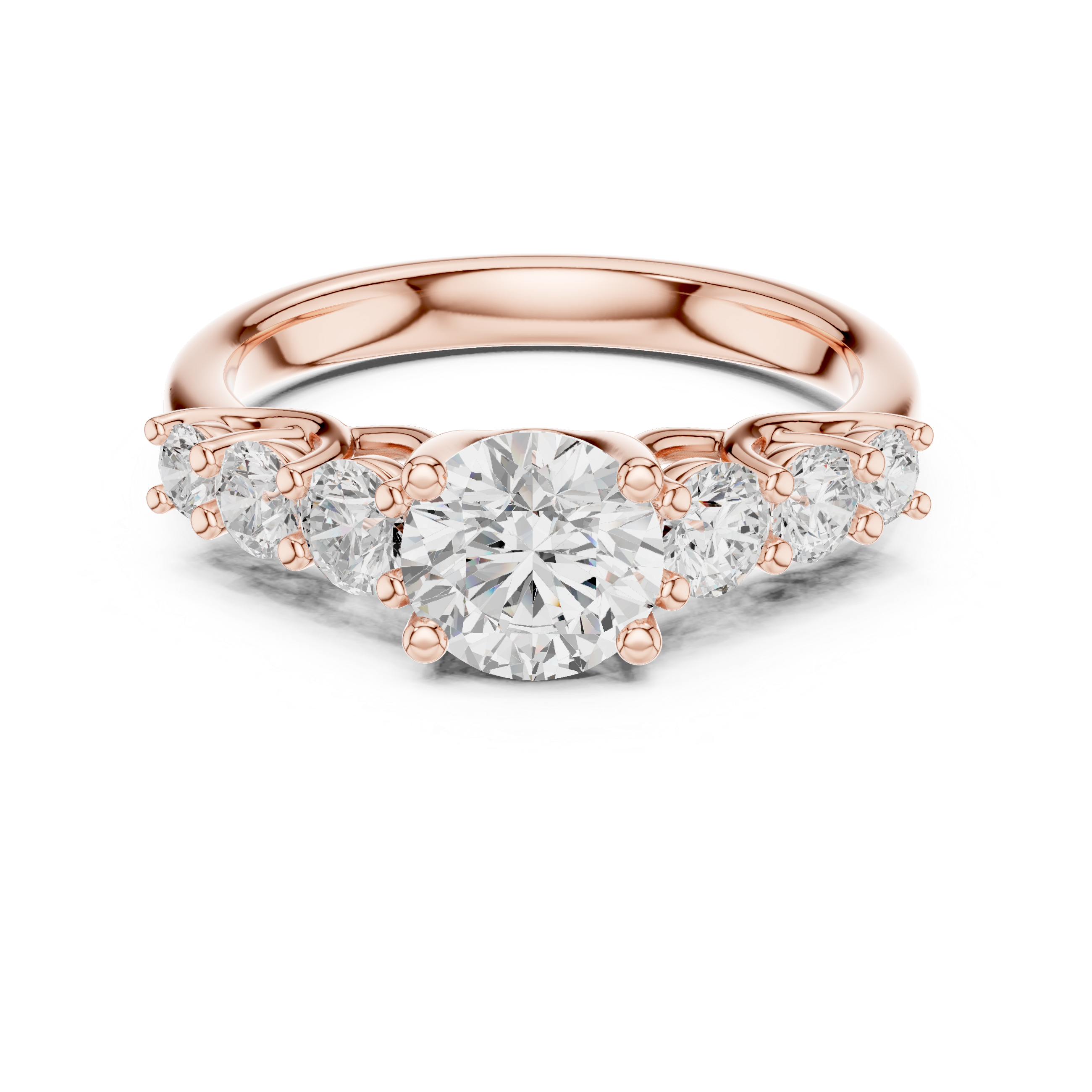 Round Diamond Three Stone Engagement Ring