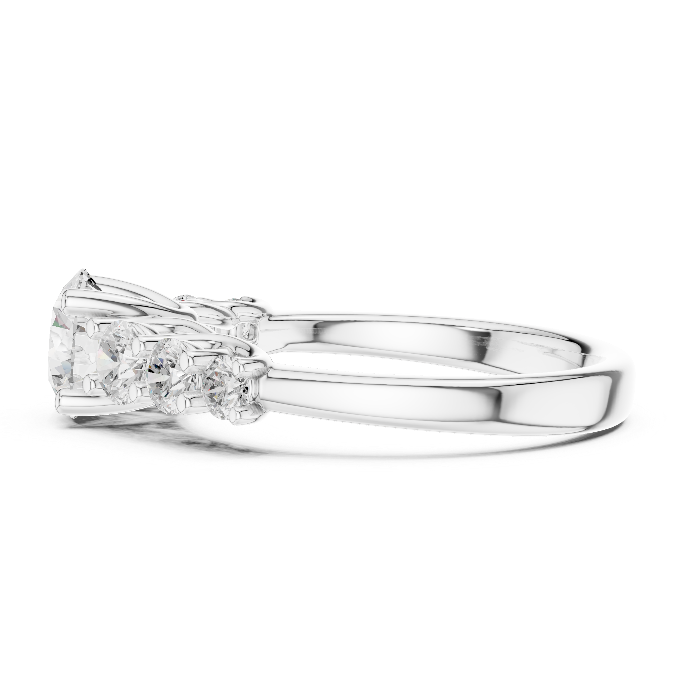 Round Diamond Three Stone Engagement Ring