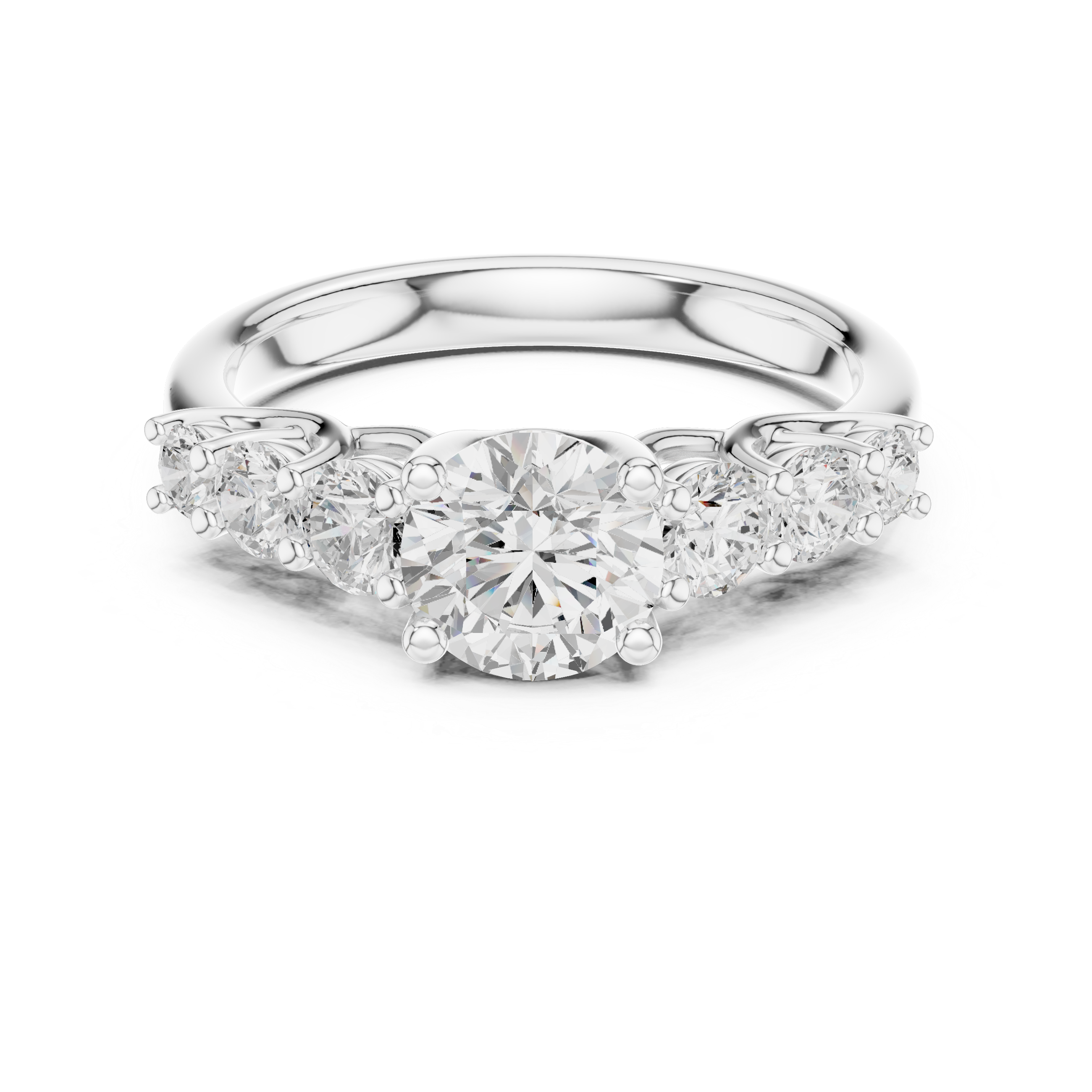 Round Diamond Three Stone Engagement Ring