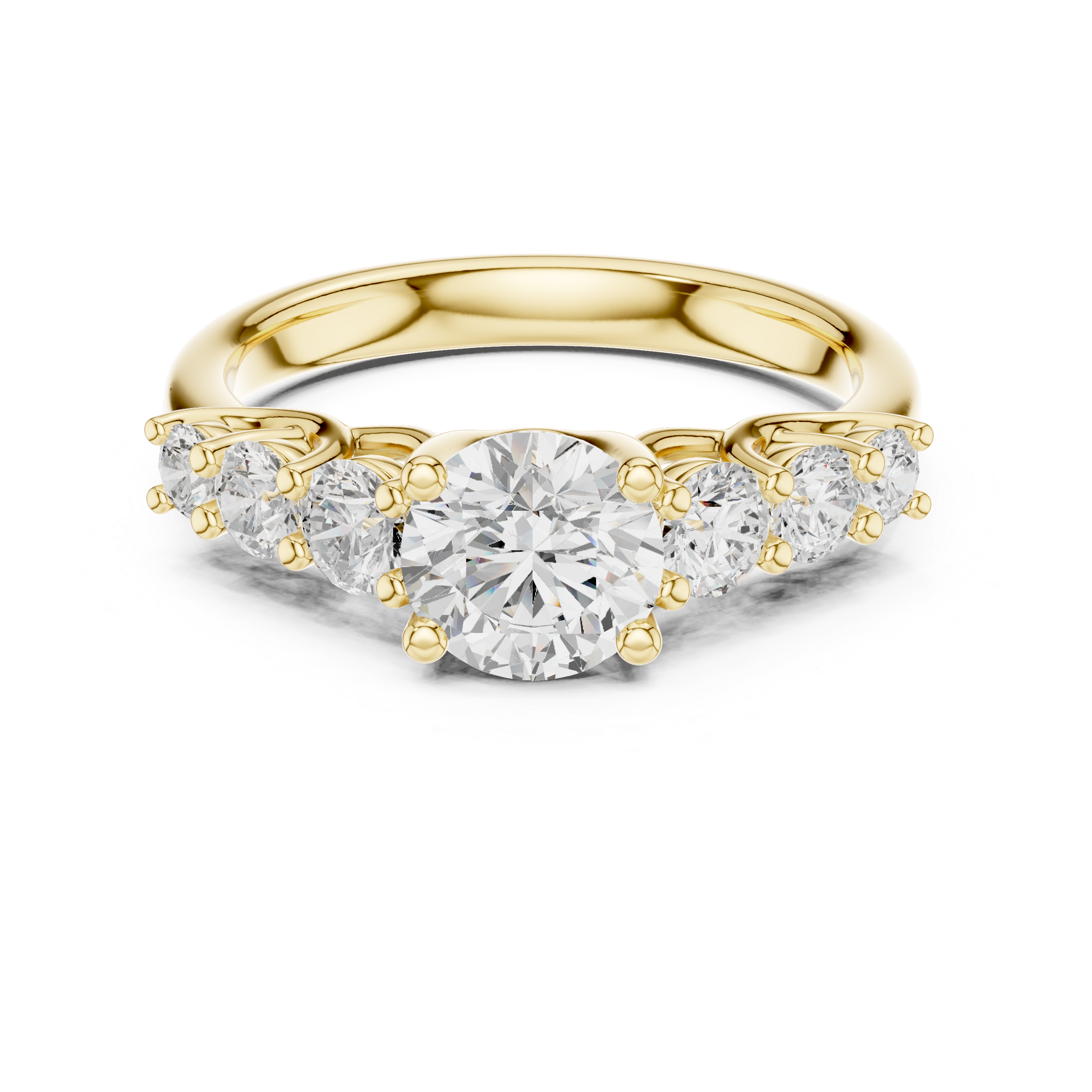 Round Diamond Three Stone Engagement Ring
