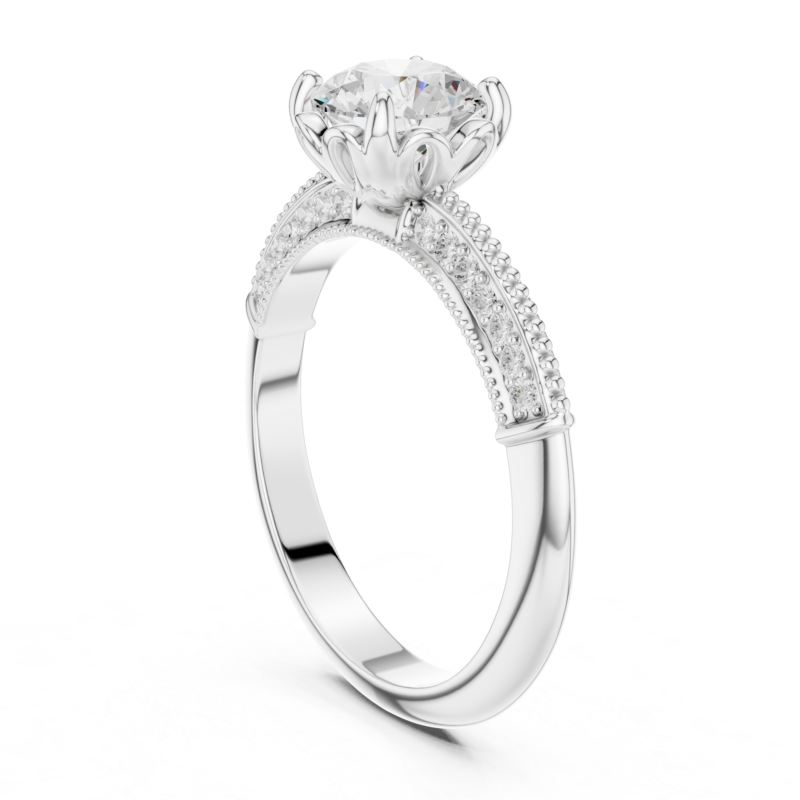 Vintage Milgrain Diamond Engagement Ring