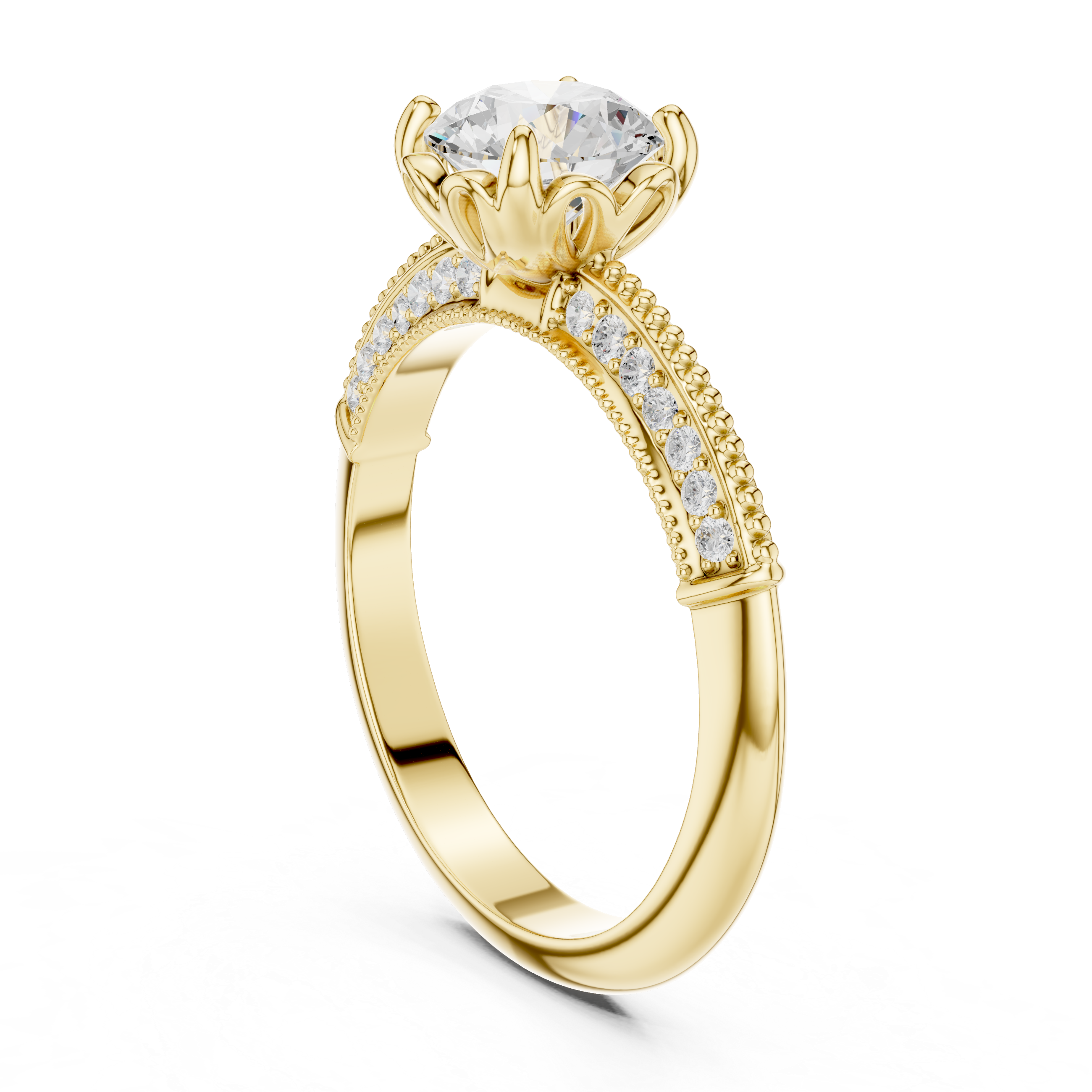 Vintage Milgrain Diamond Engagement Ring
