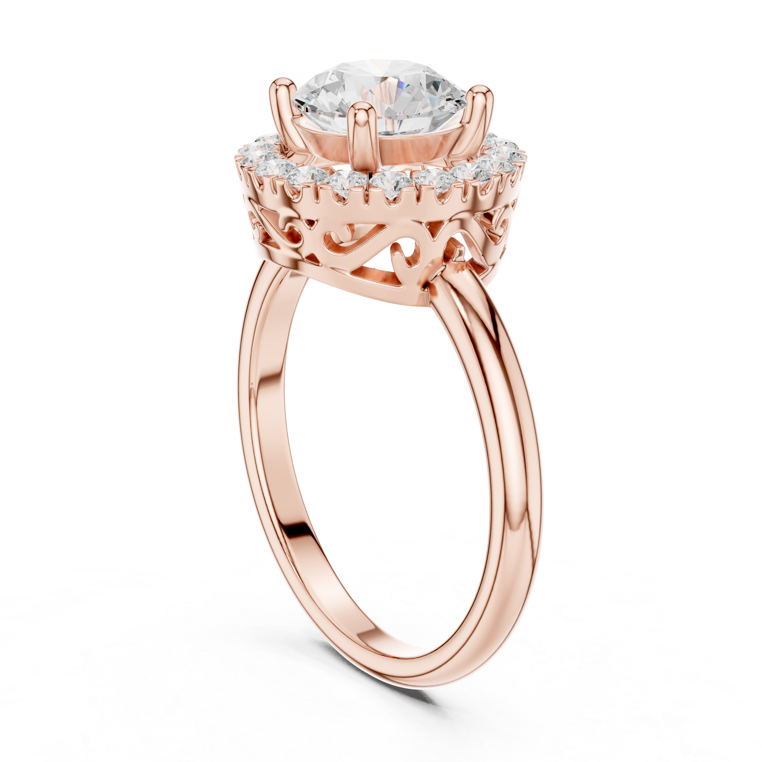 Round Halo Diamond Engagement Ring