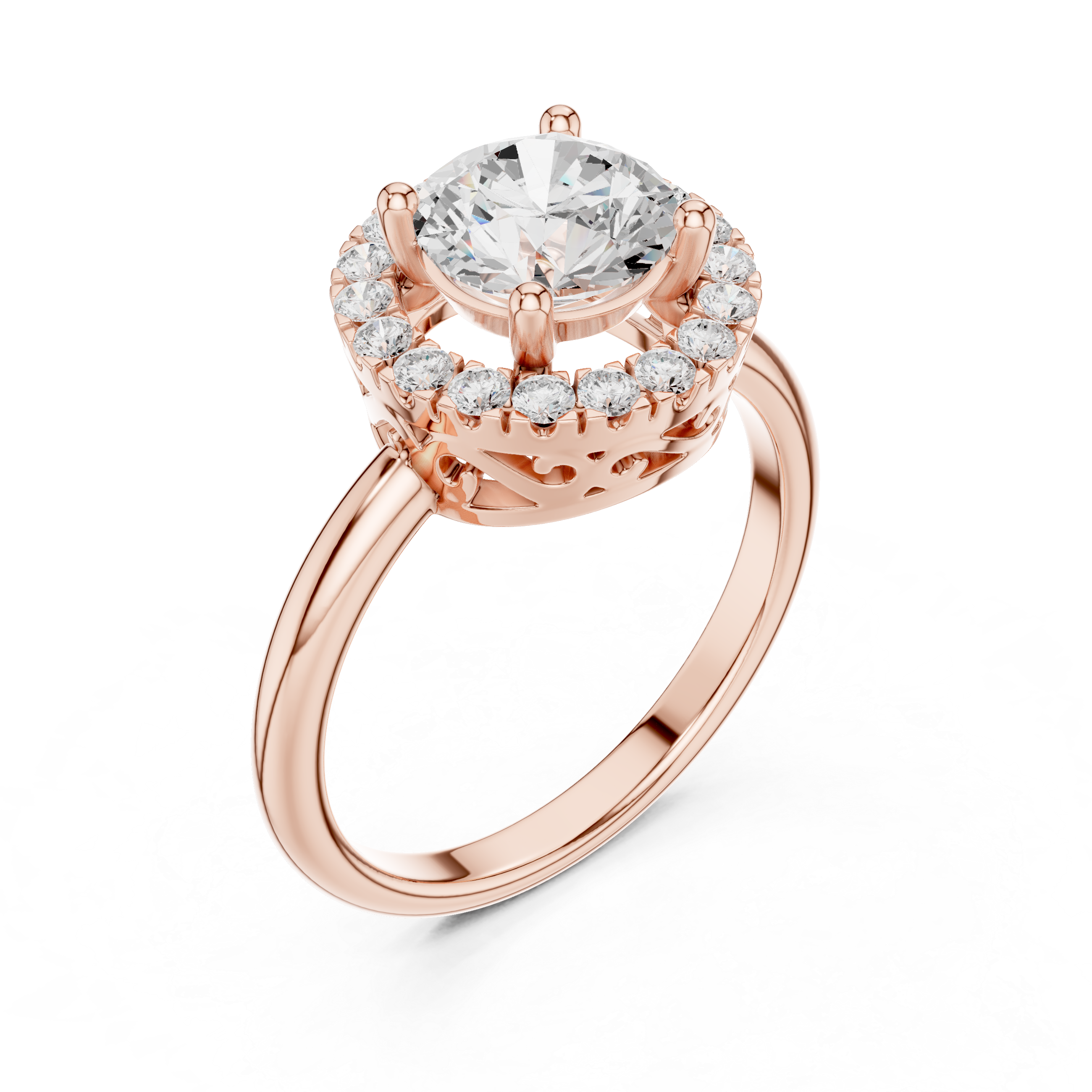 Round Halo Diamond Engagement Ring