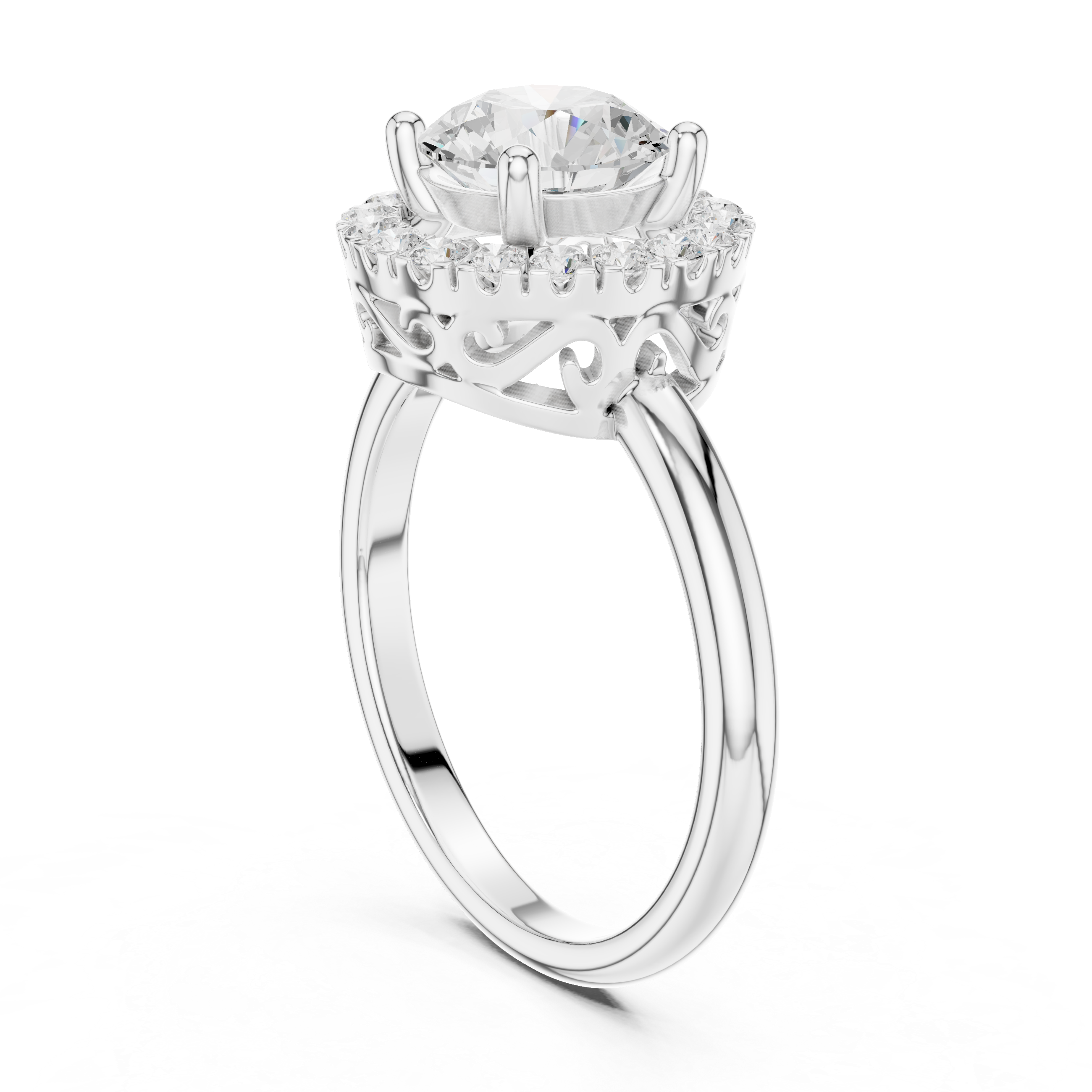 Round Halo Diamond Engagement Ring