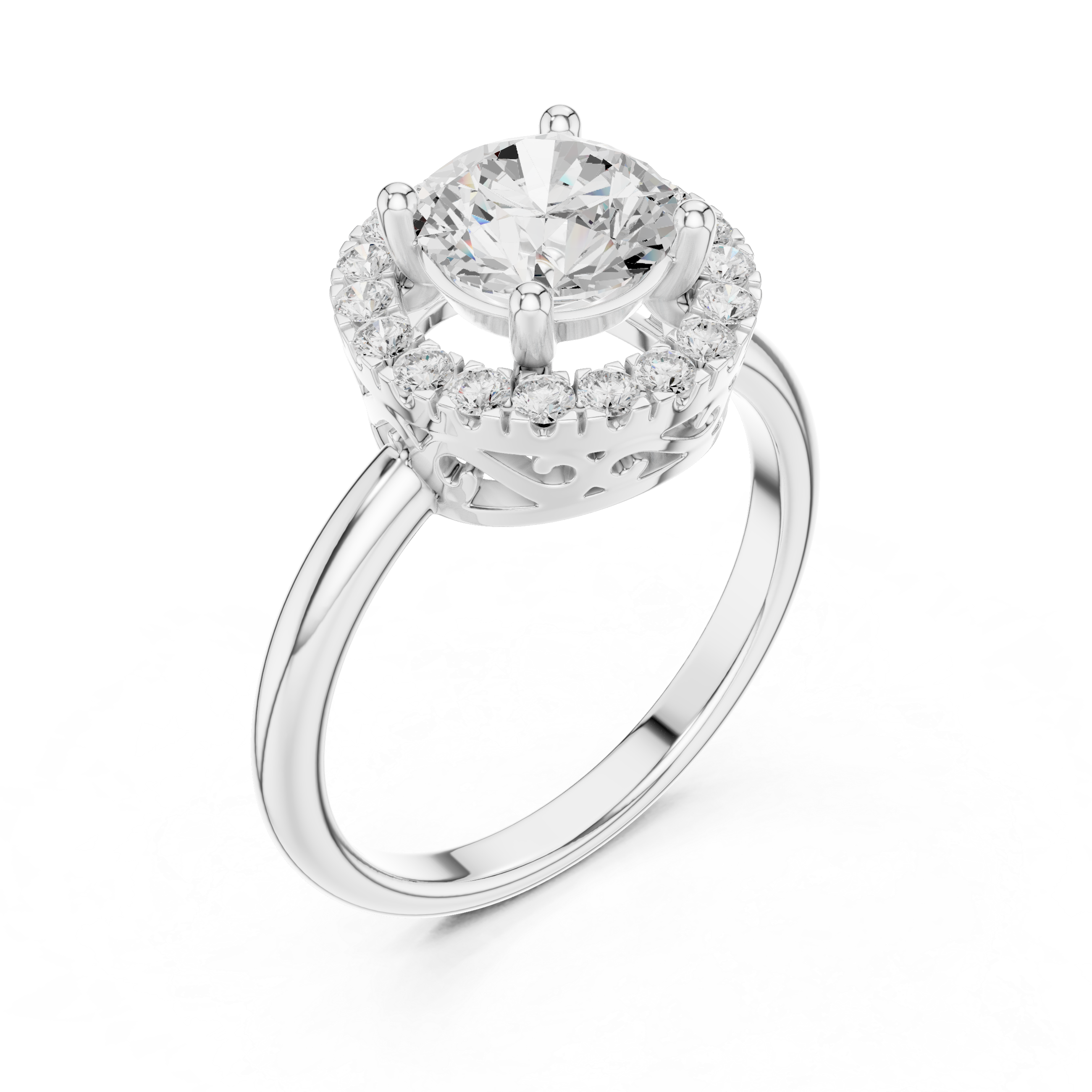Round Halo Diamond Engagement Ring