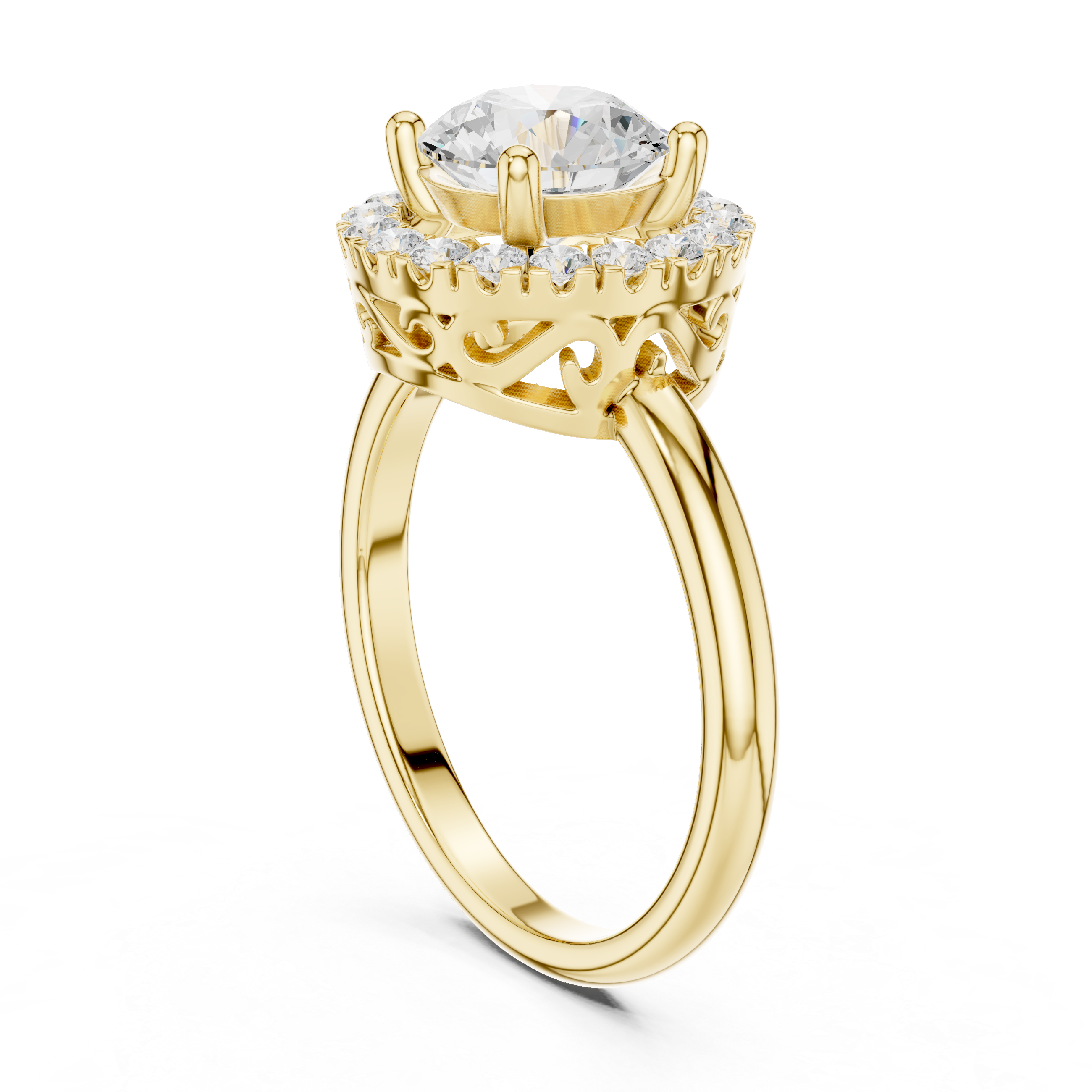 Round Halo Diamond Engagement Ring
