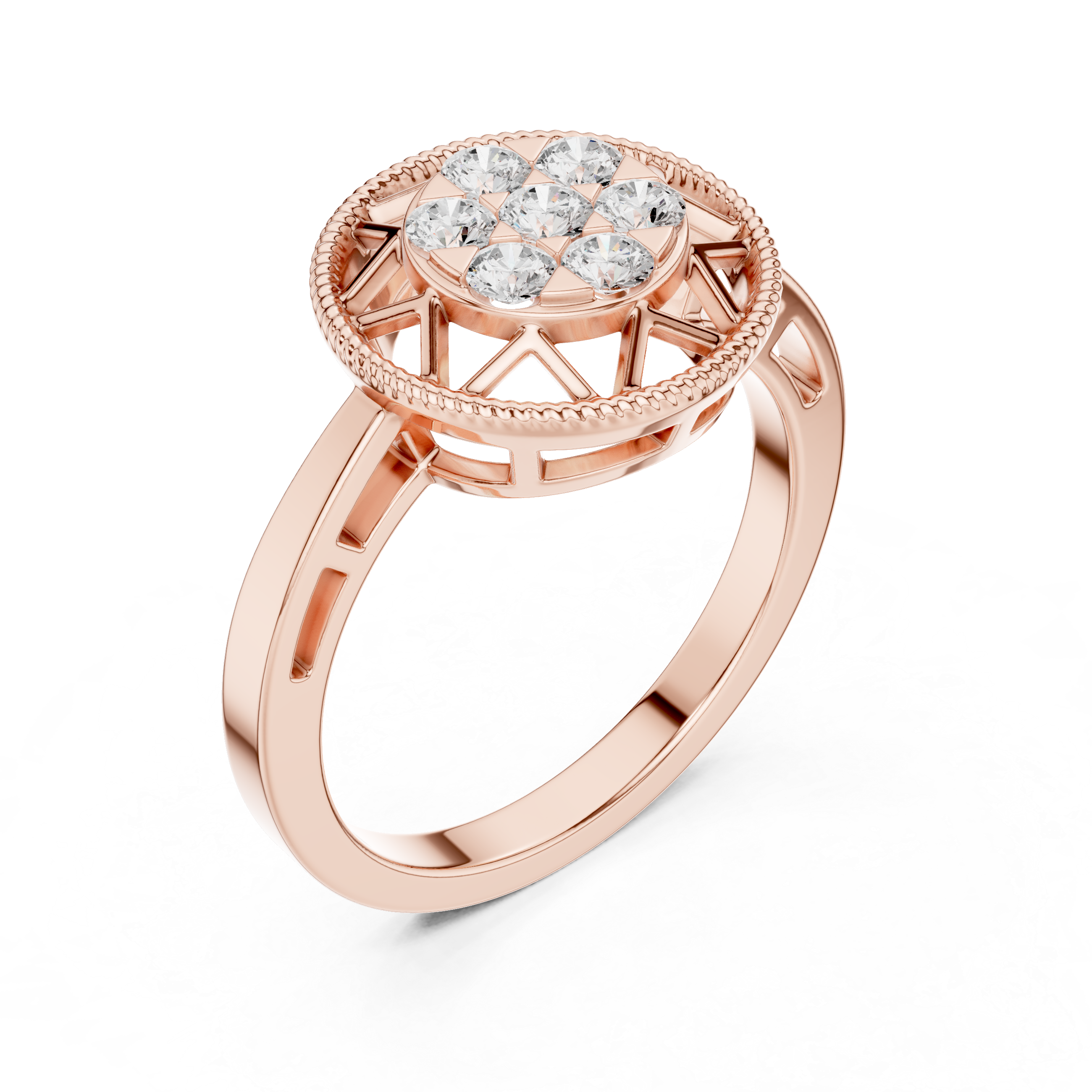 Vintage Round Diamond Cluster Ring