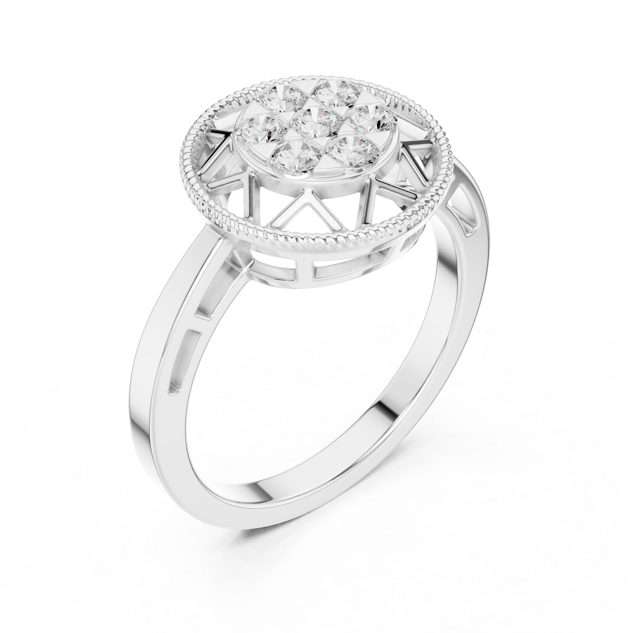 Vintage Round Diamond Cluster Ring